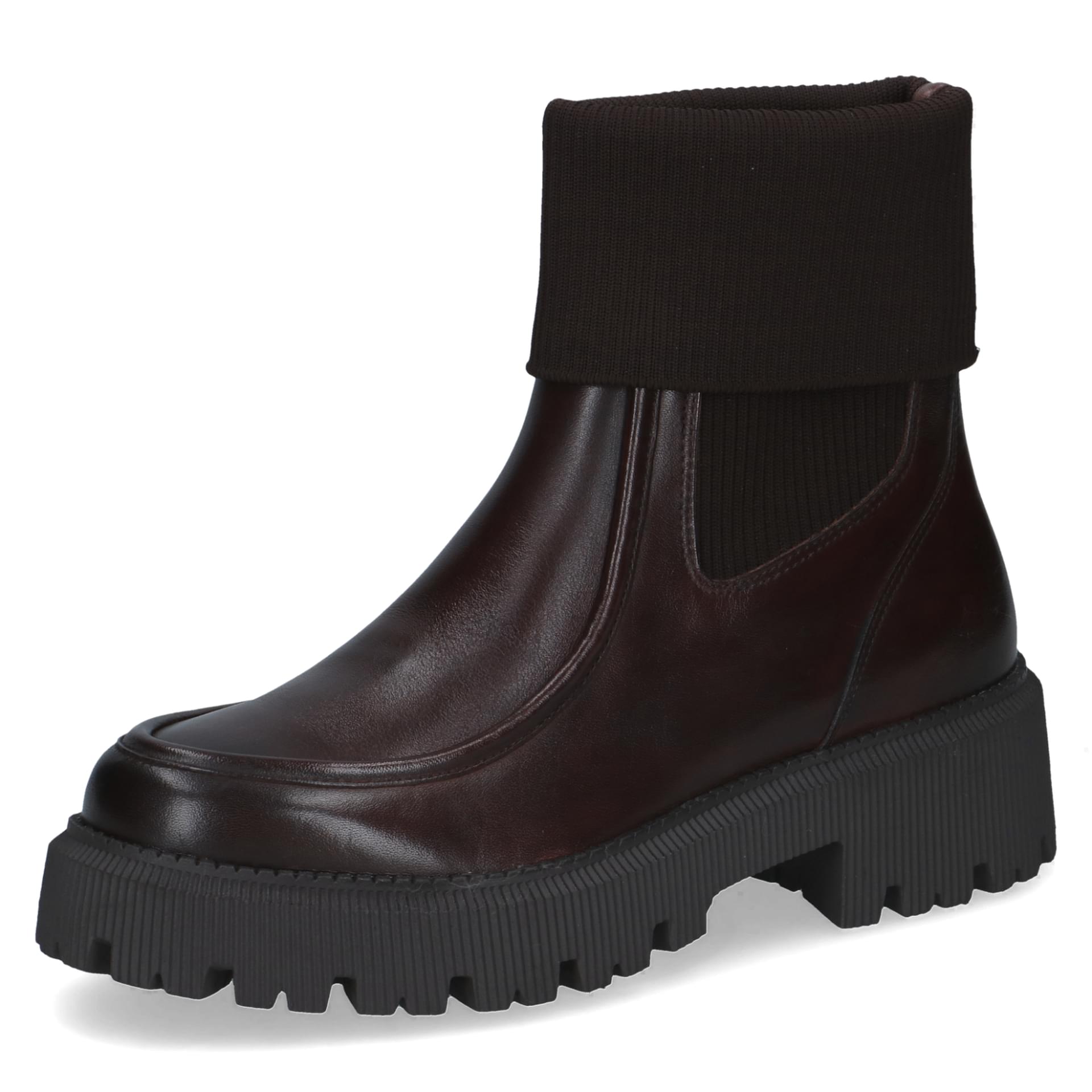 Caprice Dilara Ankle Boots leather in Dk Brown Comb, three-quarter view (SKU 9-25213-47--329)