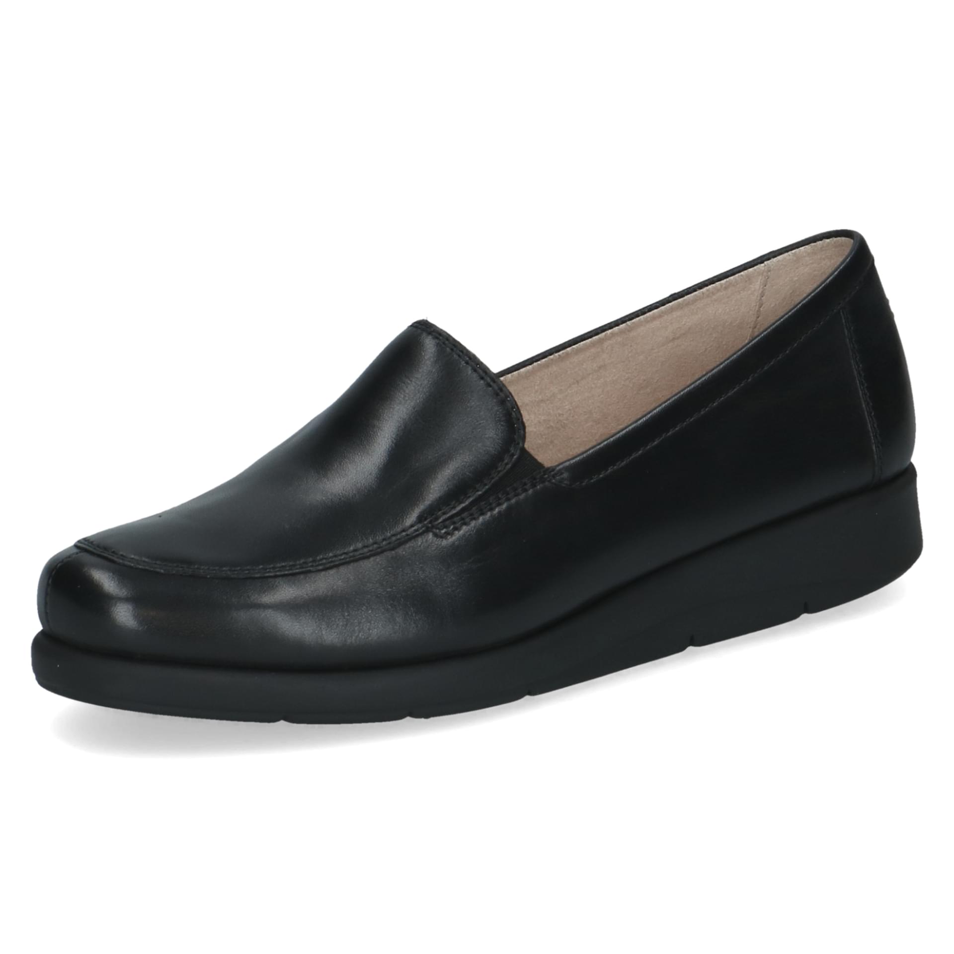 Caprice Frieda Loafers cuir in Black Nappa, vue trois-quarts (SKU 9-24750-41--02C)