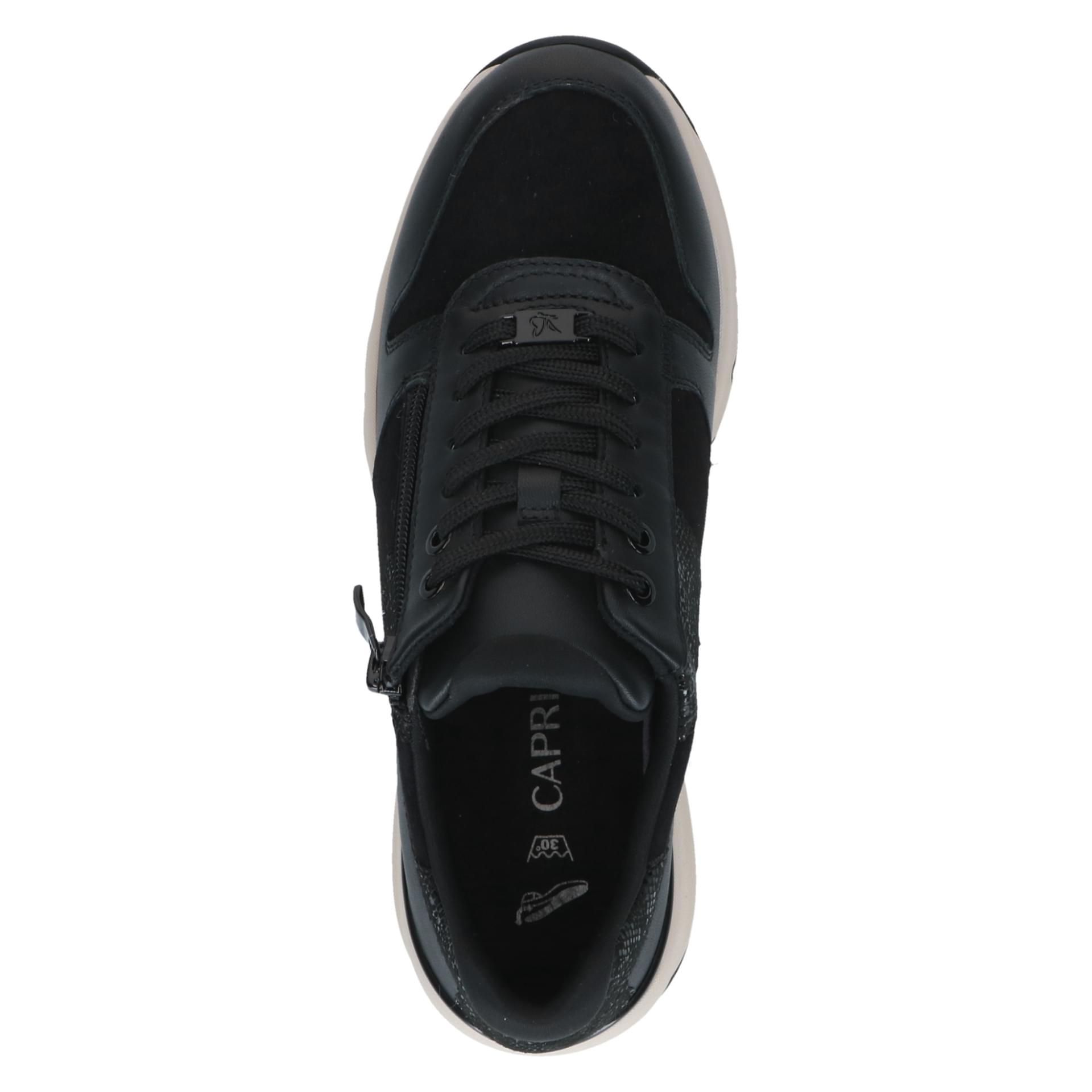Caprice Heike Sneakers leer in Black Comb, bovenaanzicht (SKU 9-23723-47--019)