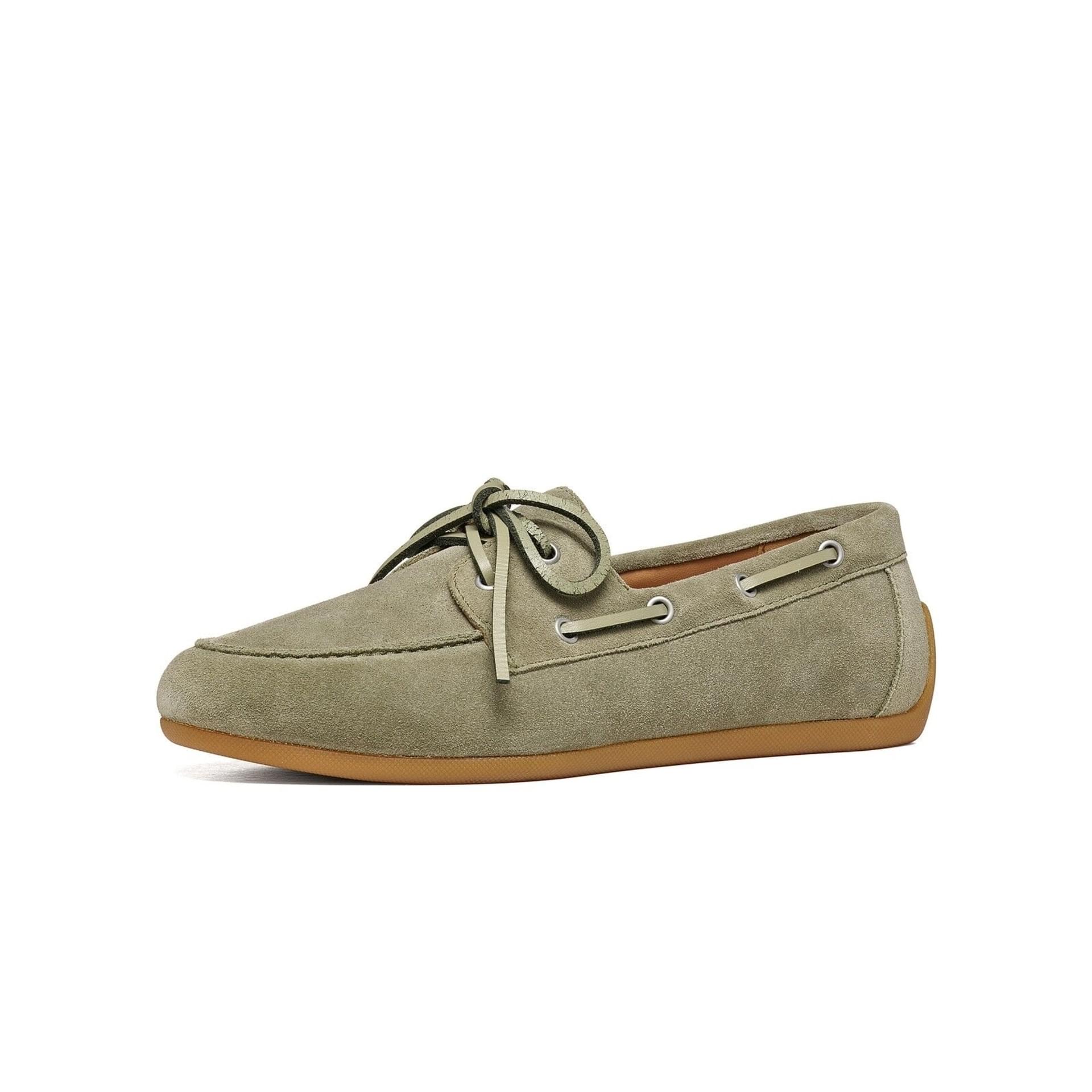 Geox Addisse Mocassins leer in Sage, driekwartaanzicht (SKU D66AXB_00022--C3016)
