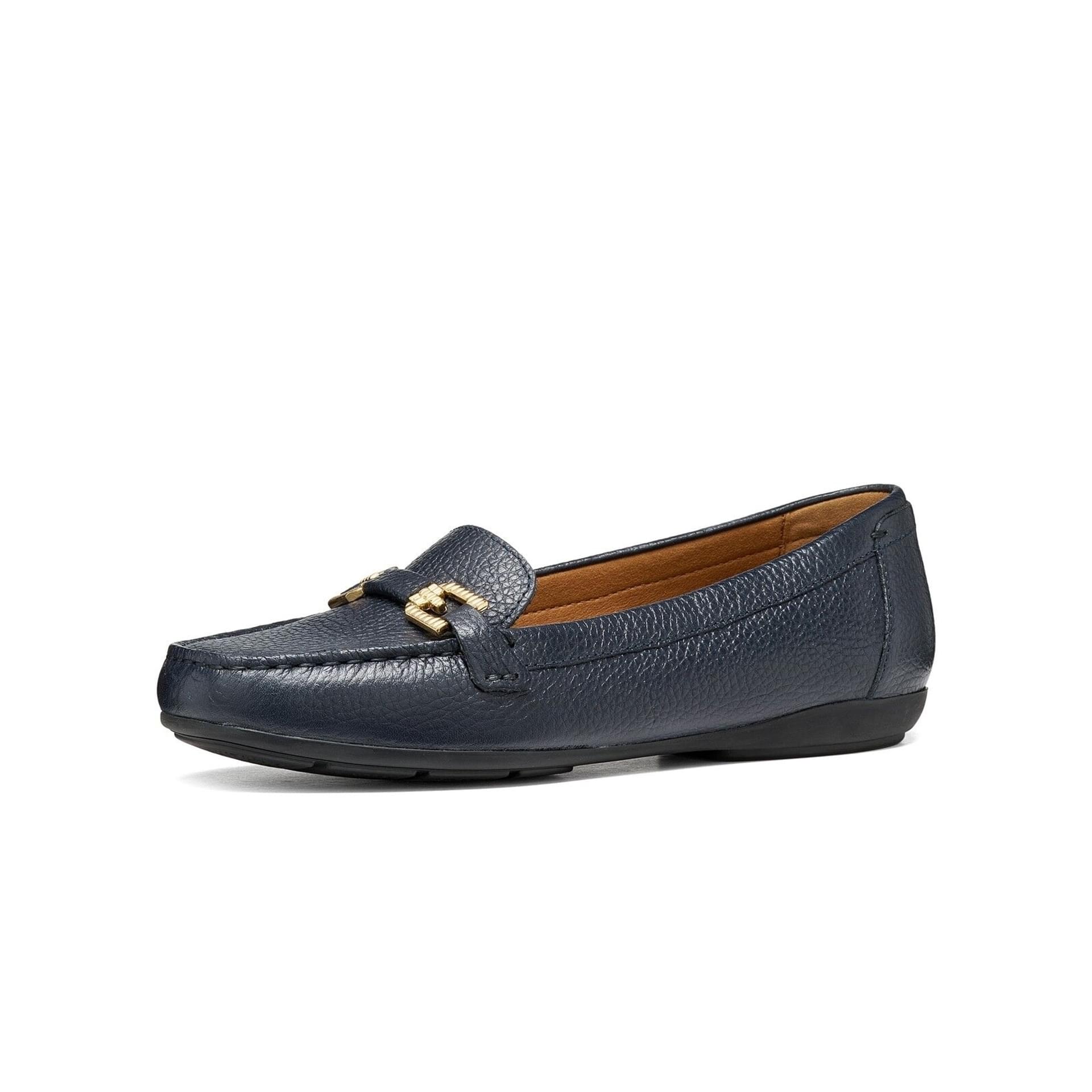 Geox Annytah Moc B Mocassins leer in Navy, driekwartaanzicht (SKU D680MA_00046--C4692)