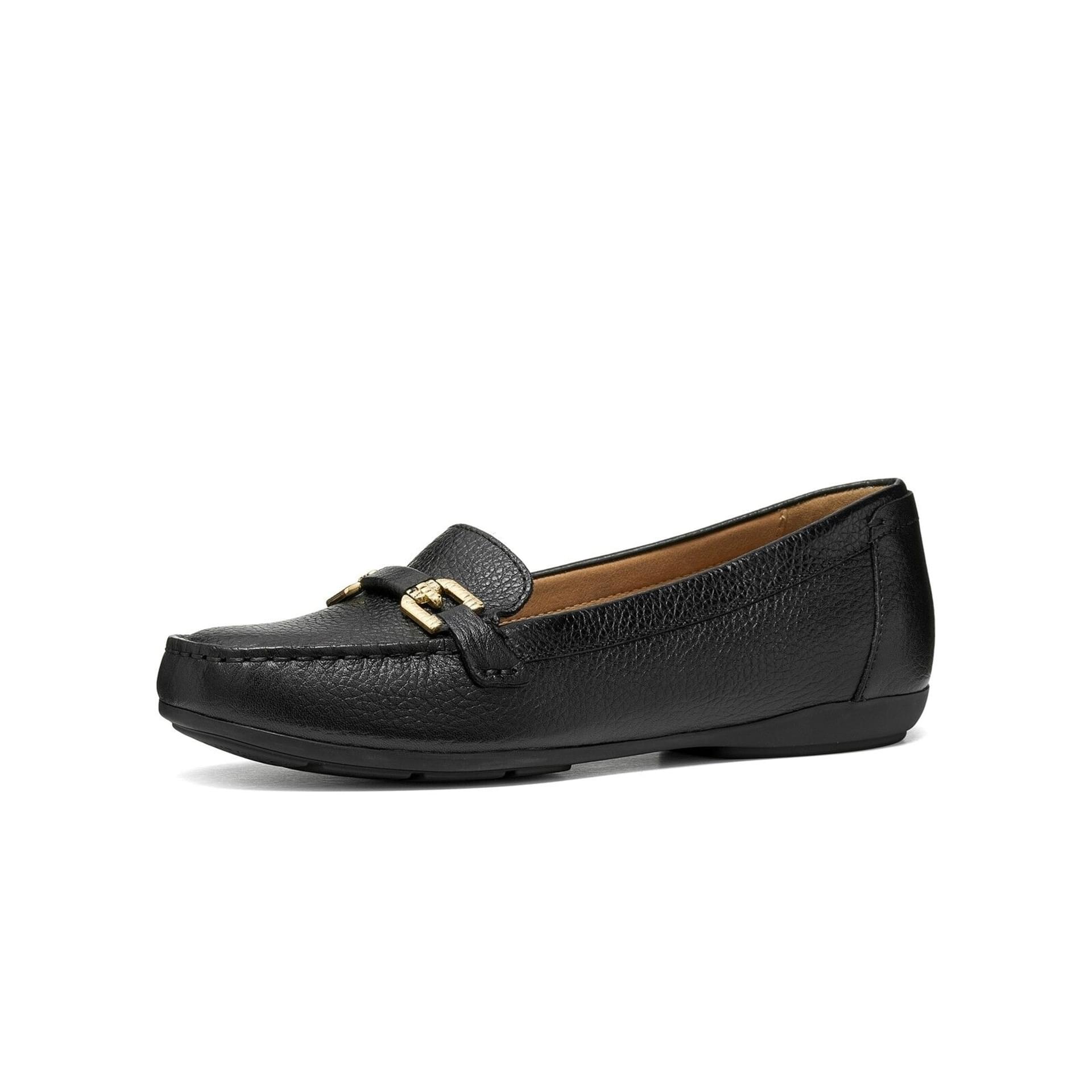 Geox Annytah Moc B Moccasins leather in Black, three-quarter view (SKU D680MA_00046--C9999)
