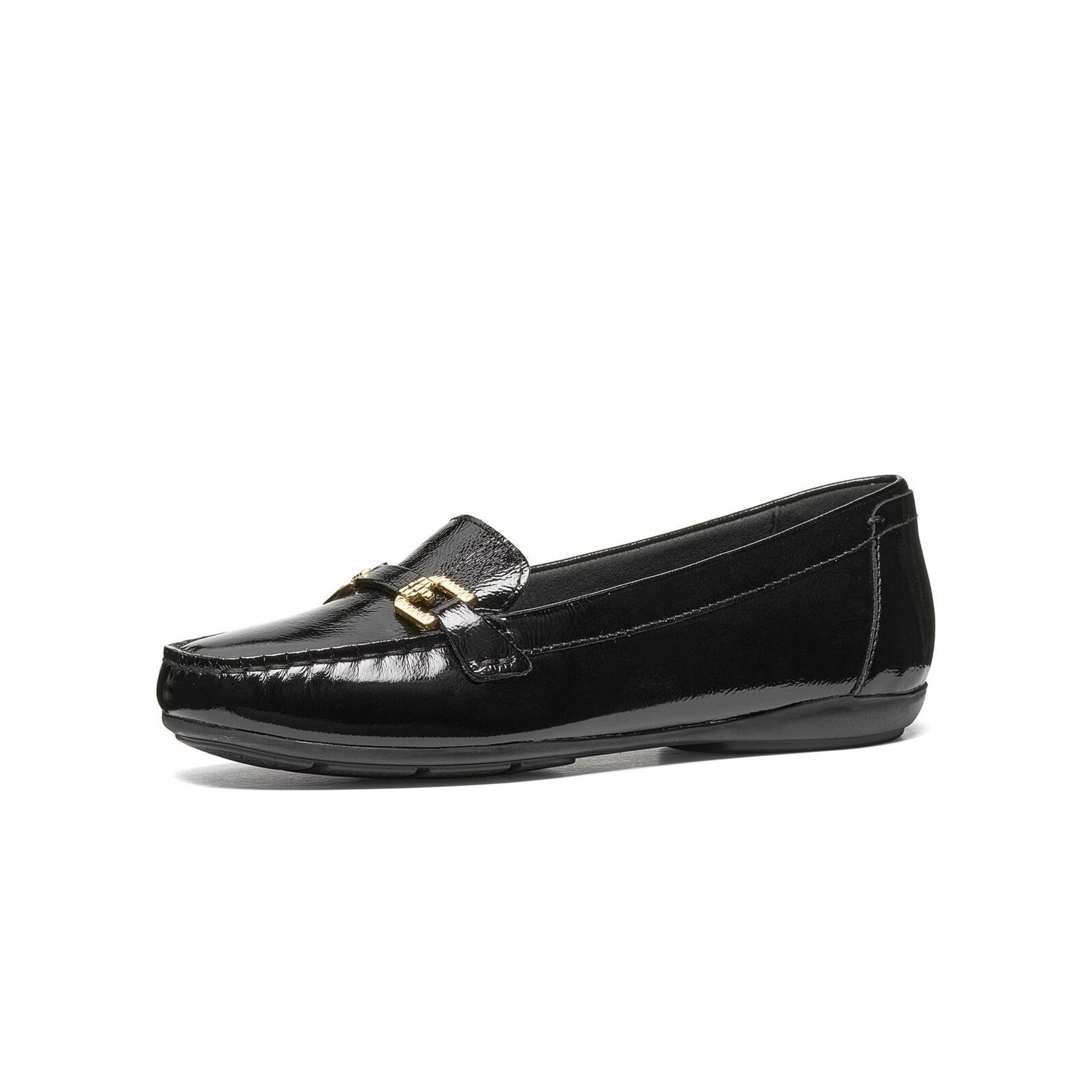 Geox Annytah Moc B Mocassins cuir in Black, vue trois-quarts (SKU D680MA_00067--C9999)