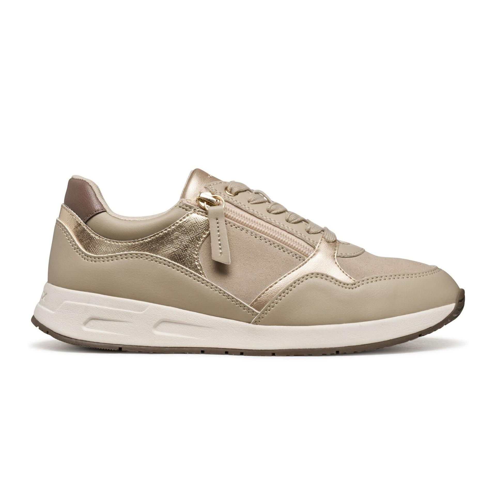 Geox Bulmya Sneakers in Light Taupe, side view (SKU D36NQB_022BC--C6738)