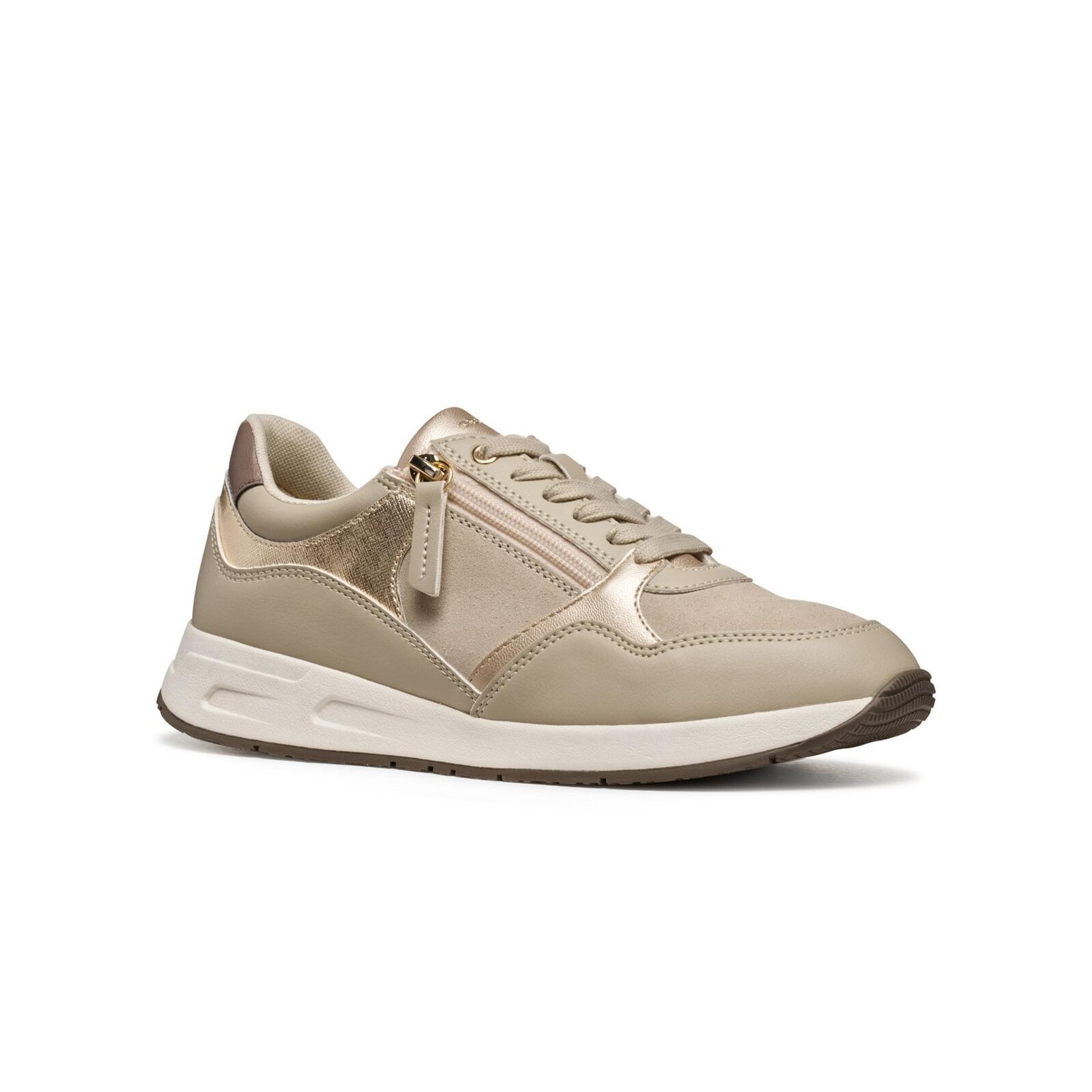 Geox Bulmya Sneakers in Light Taupe, three-quarter view (SKU D36NQB_022BC--C6738)