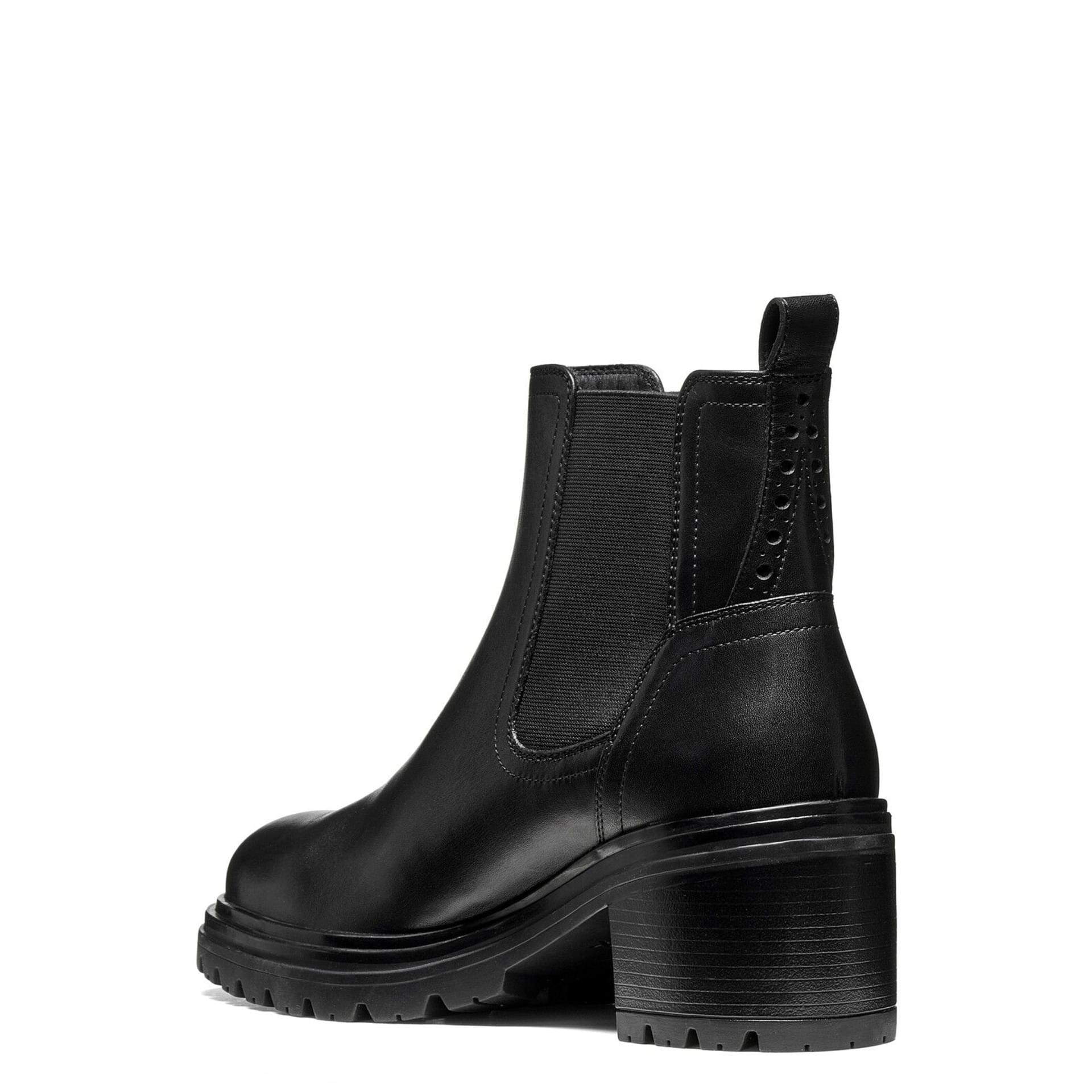 Geox Damiana Ankle Boots leather in Black, angled view (SKU D66QCD_00043--C9999)