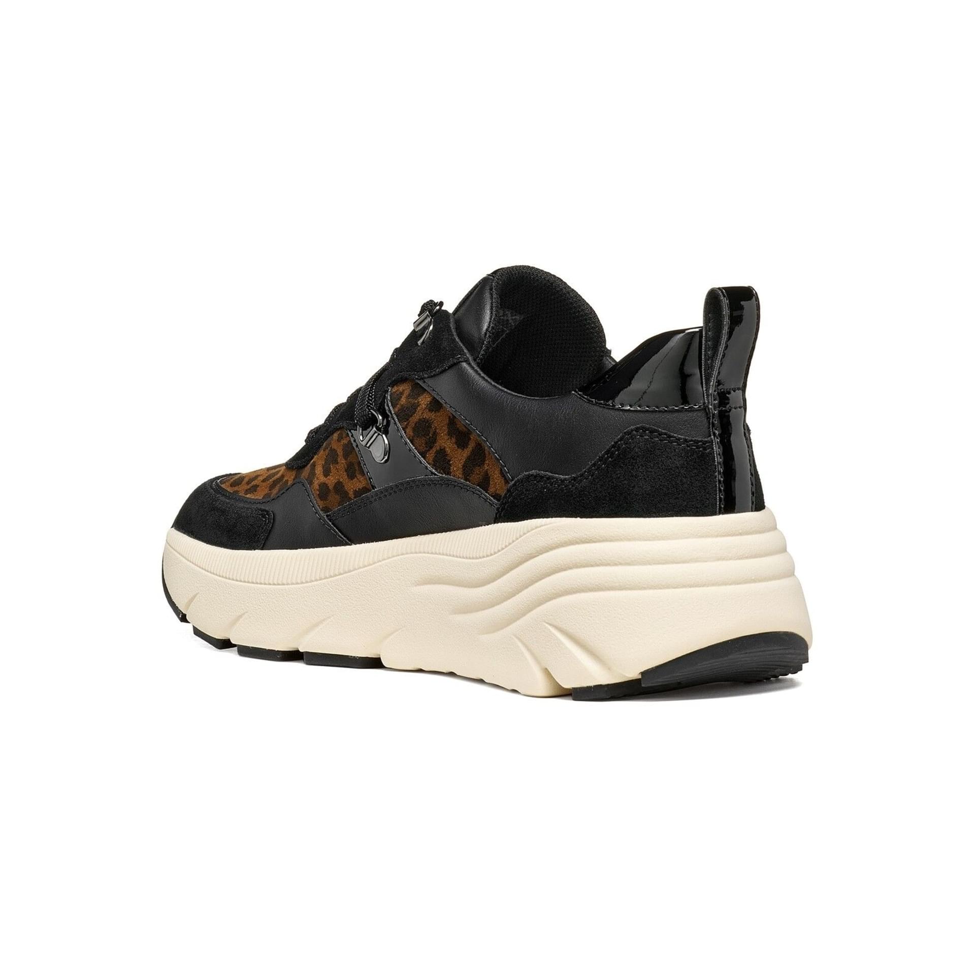 Geox Diamanta Sneakers in Nut/Black, angled view (SKU D36UFE_0NX22--CM69B)