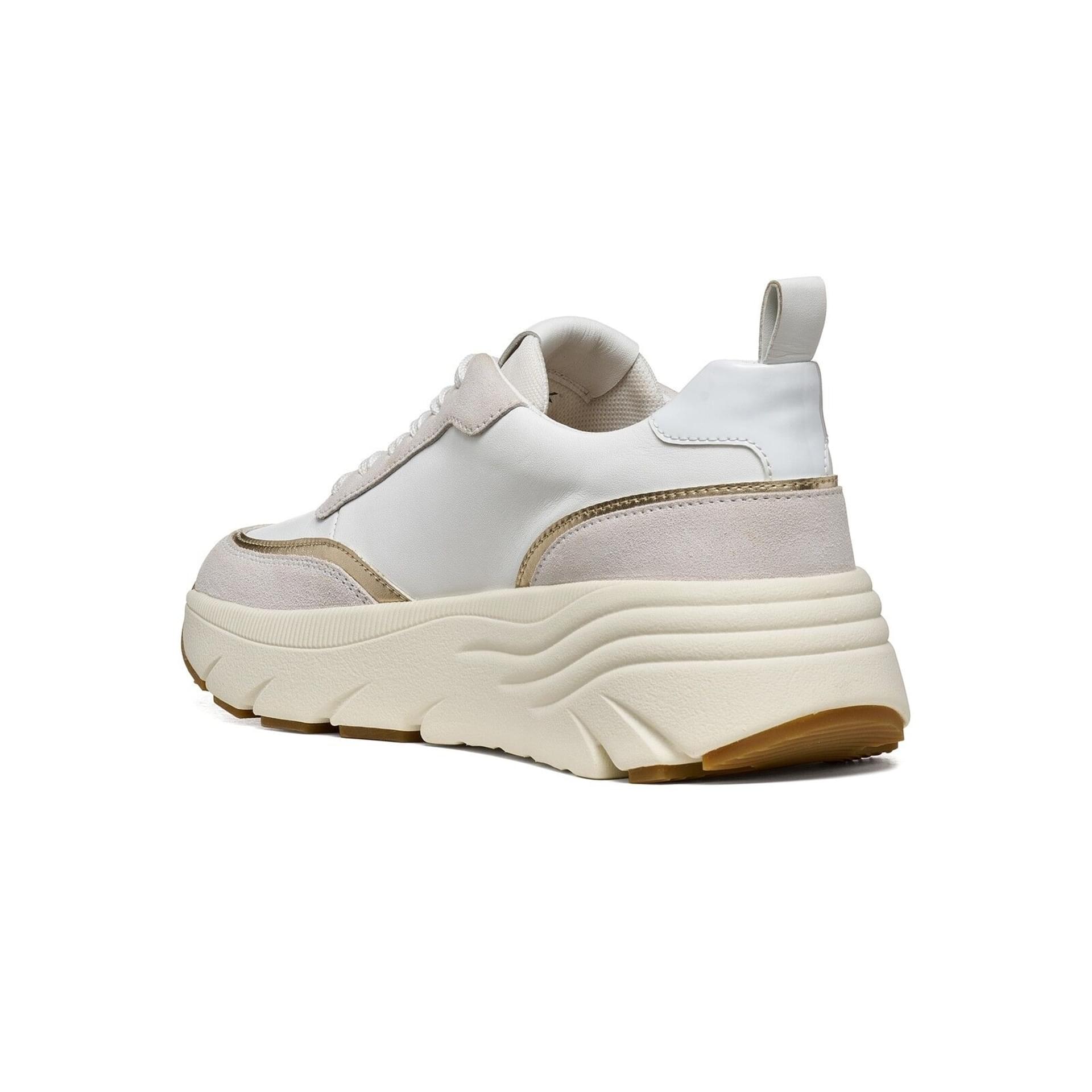 Geox Diamanta Sneakers in White/Off White, angled view (SKU D66UFA_08522--C1352)