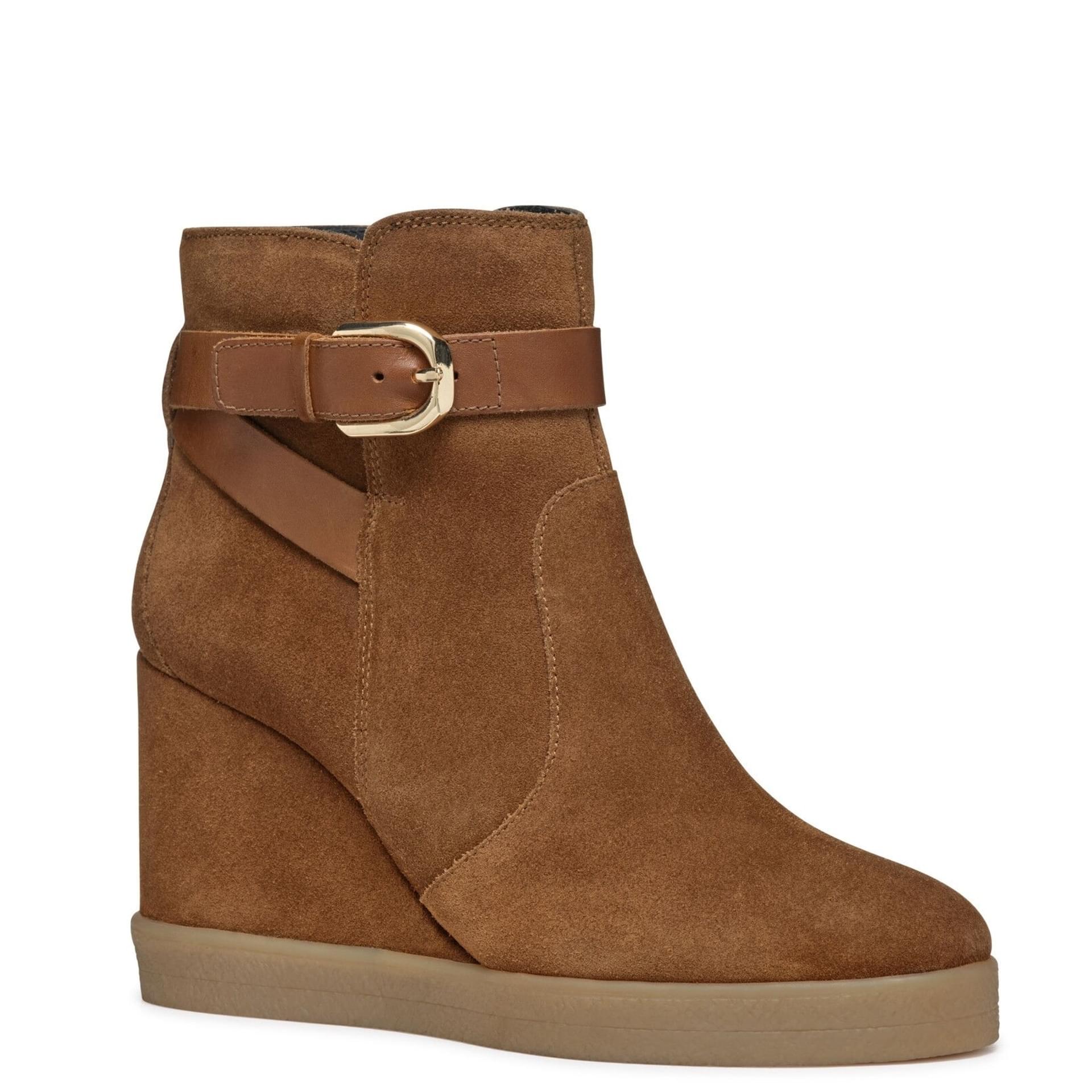 Geox Elidea Wedge Ankle Boots D46VQA_02243 in Dark Camel