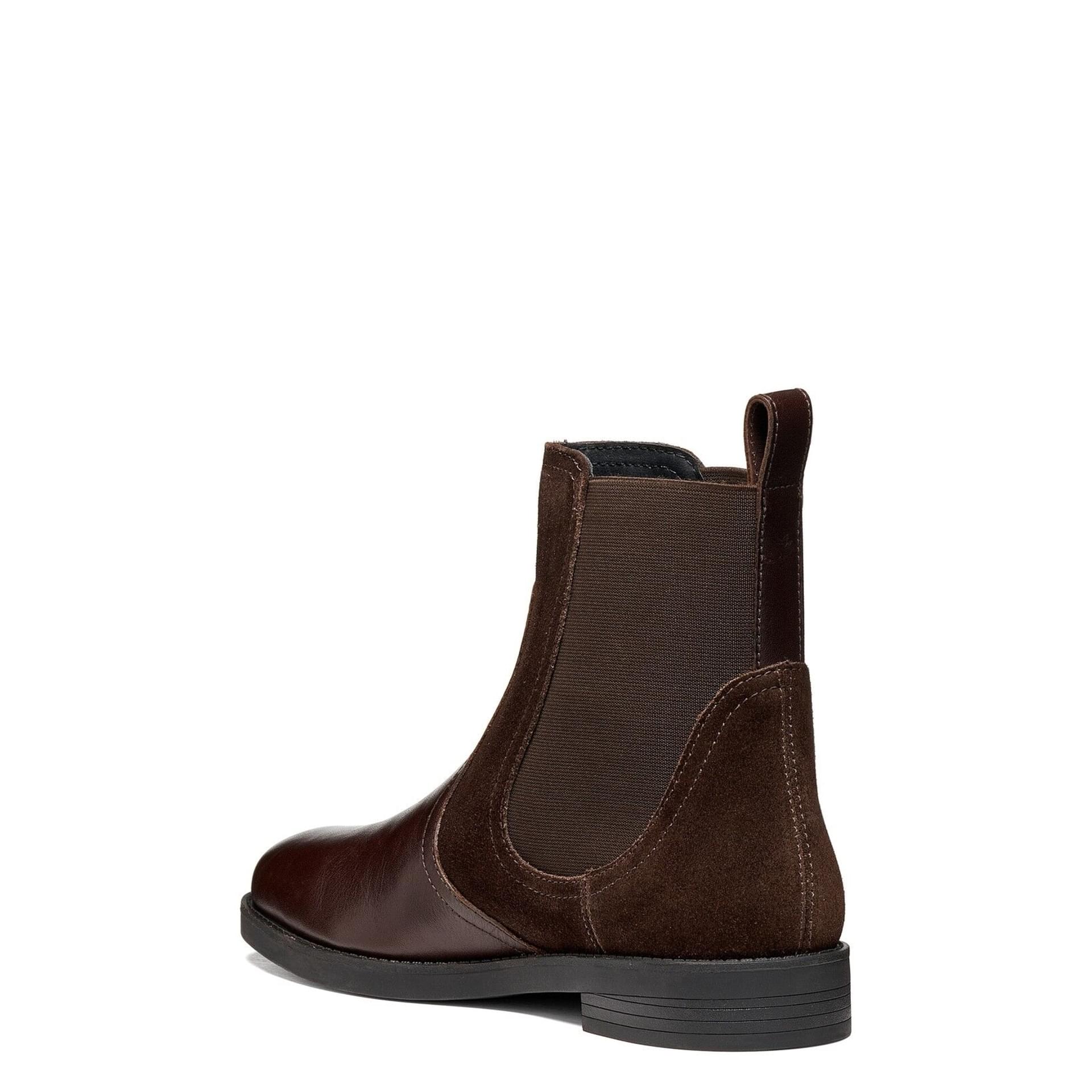 Geox Esmeena Enkellaarsjes leer in Dark Brown, hoekaanzicht (SKU D6811D_04322--C6677)