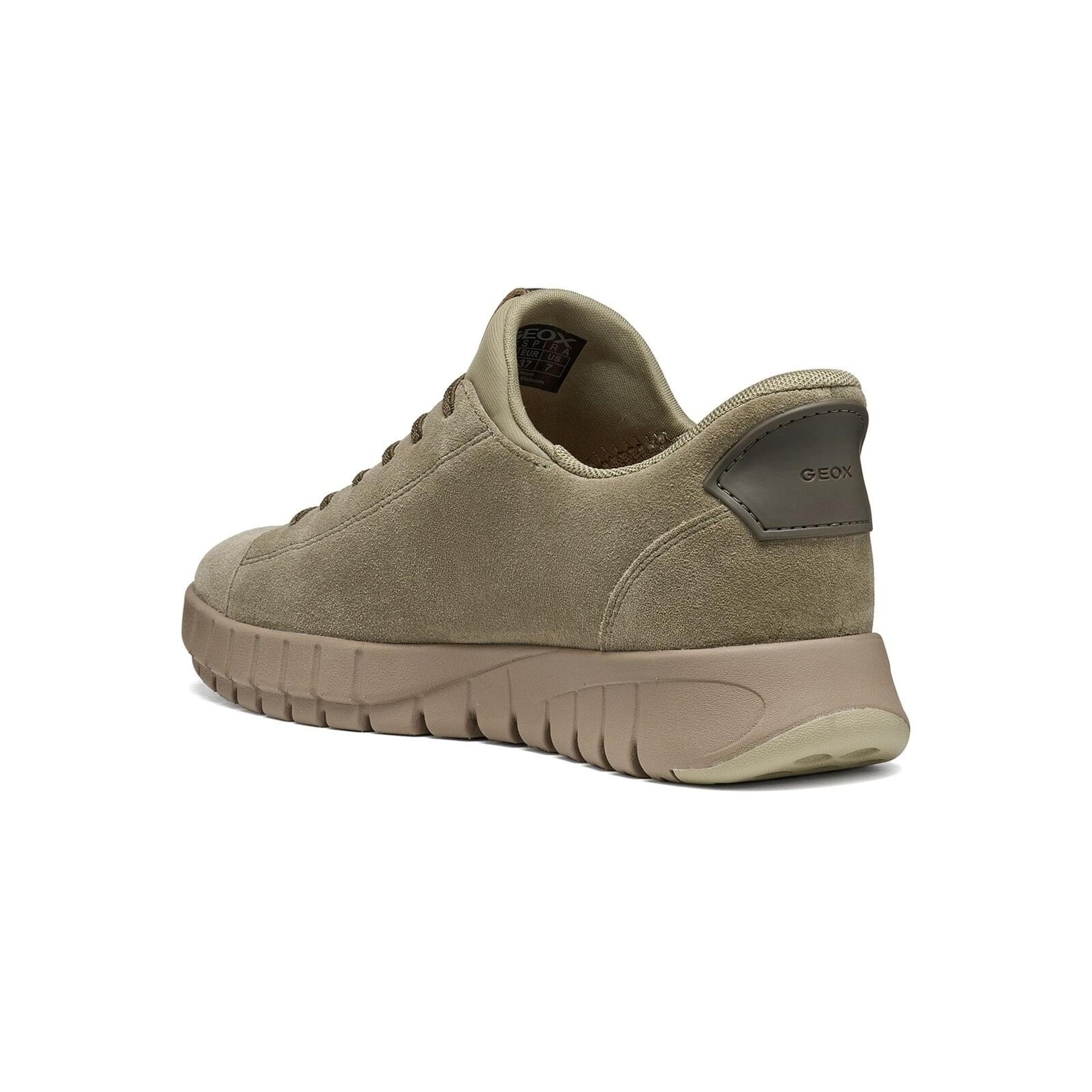 Geox Flextride Plus Sneakers leer in Sage, hoekaanzicht (SKU D657SC_00022--C3016)