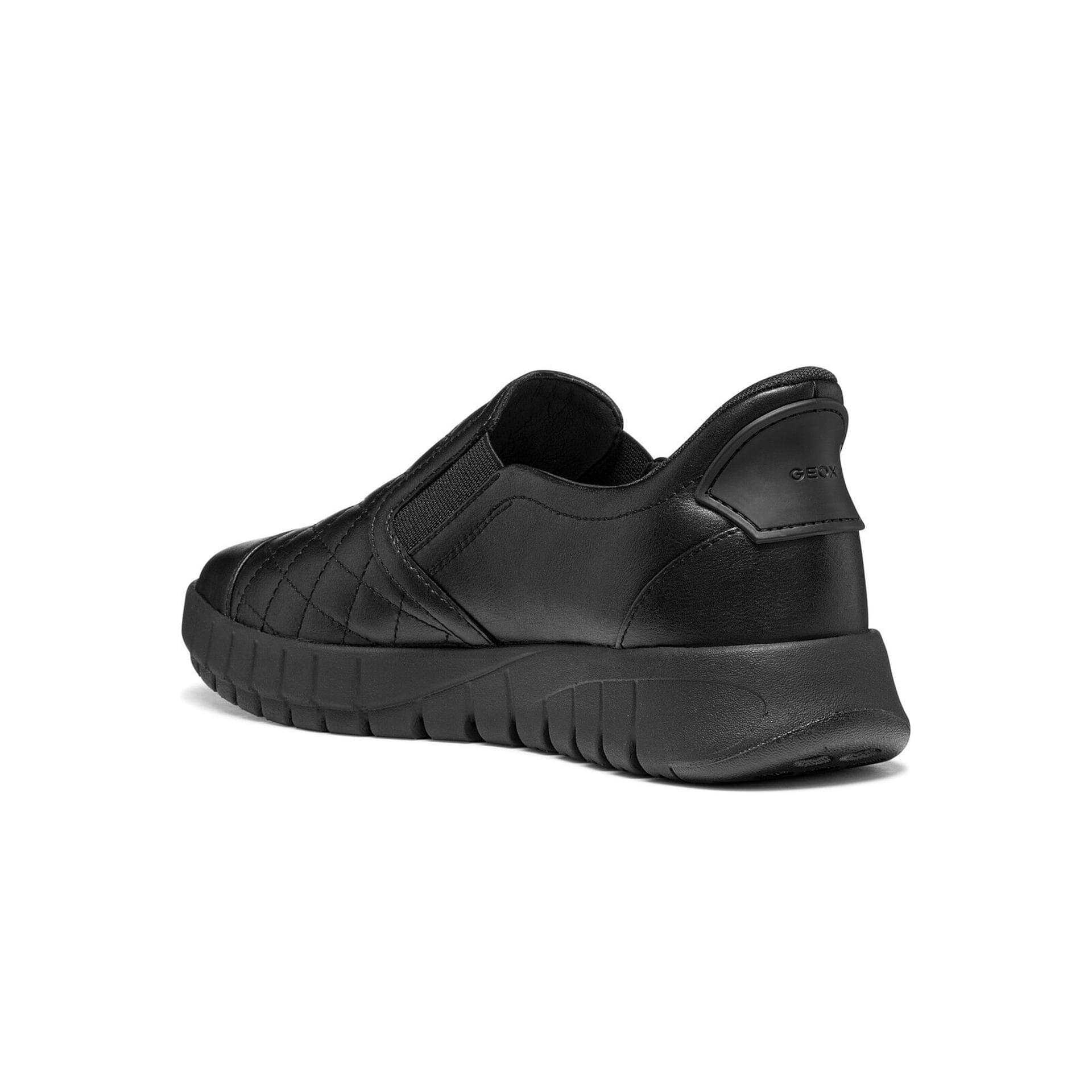 Geox Flextride Plus Sneakers in Black, angled view (SKU D667SA_000BC--C9999)