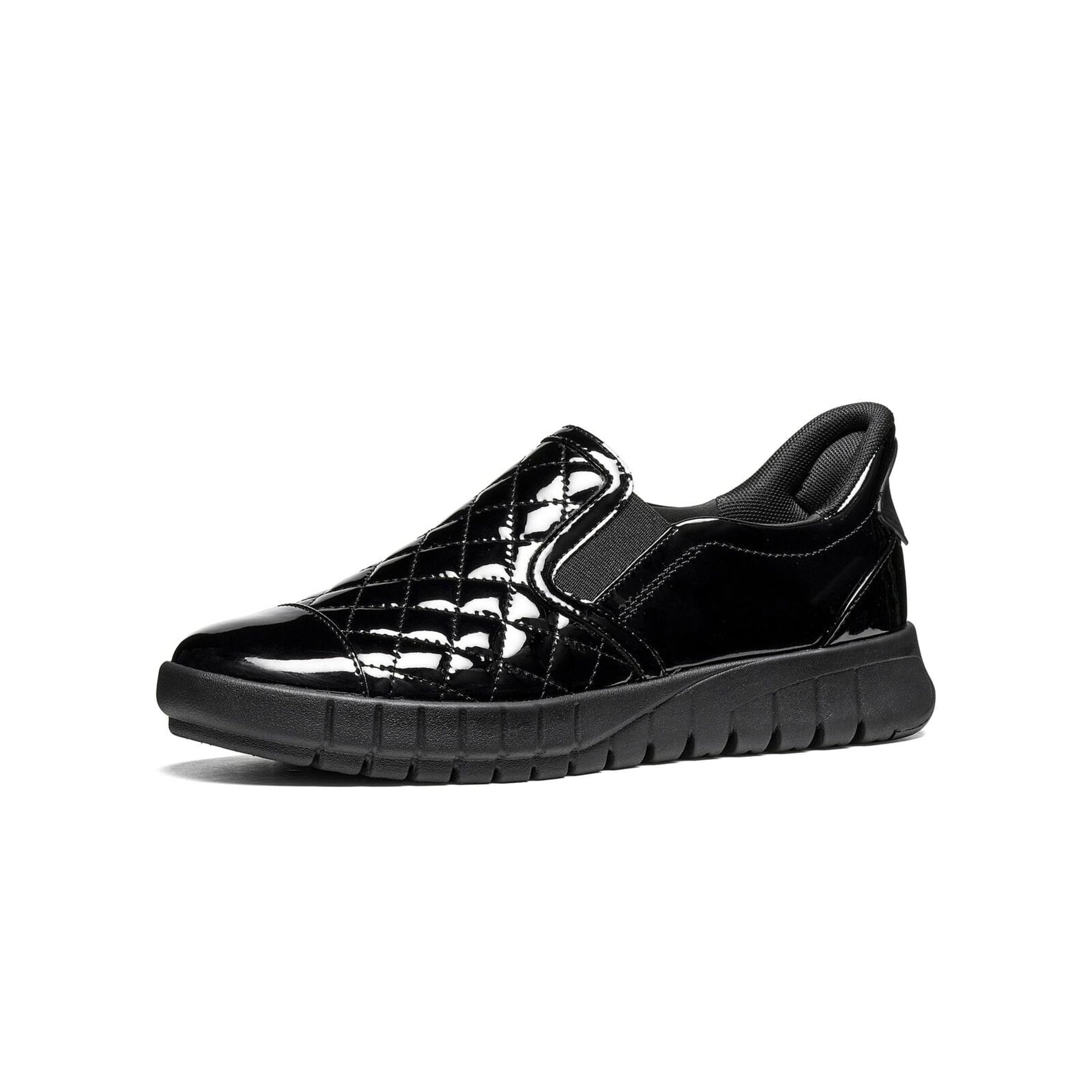 Geox Flextride Plus Sneakers in Black, three-quarter view (SKU D667SA_000HH--C9999)