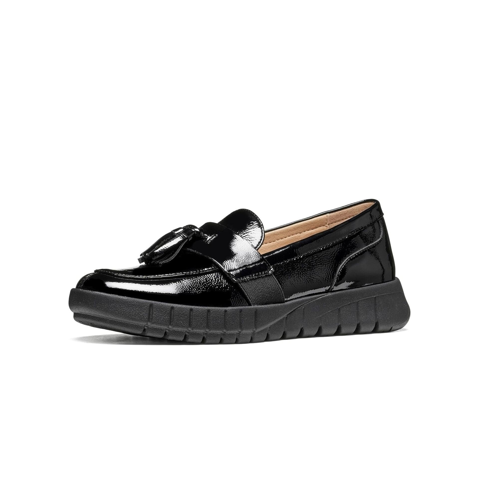 Geox Flextride Mocassins leer in Black, driekwartaanzicht (SKU D669AB_00067--C9999)