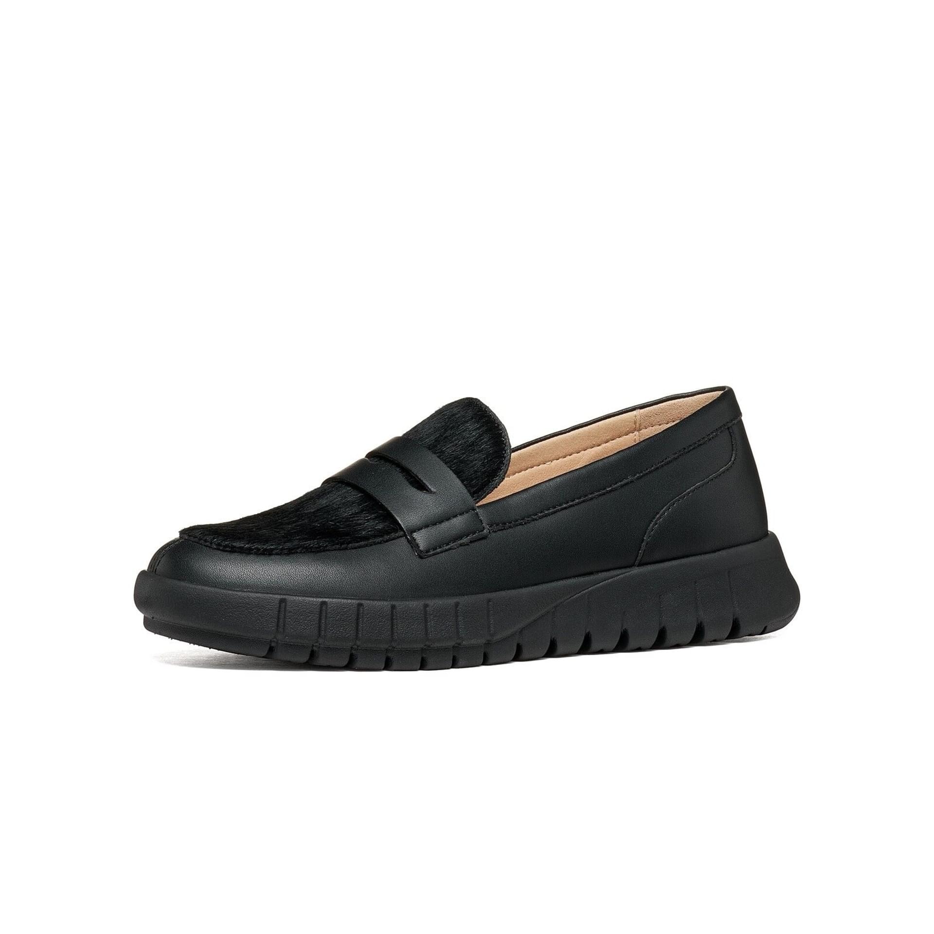 Geox Flextride Mocassins cuir in Black, vue trois-quarts (SKU D669AC_09BQS--C9999)
