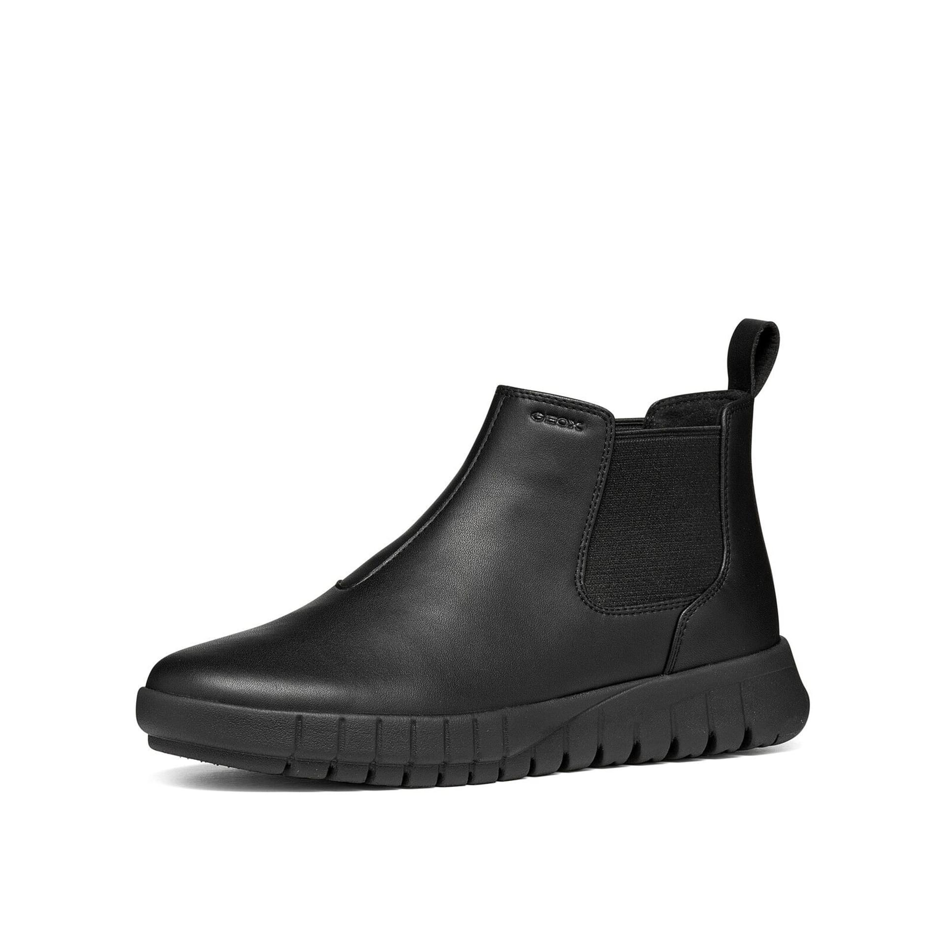 Geox Flextride Ankle Boots leather in Black, three-quarter view (SKU D669AD_0009B--C9999)