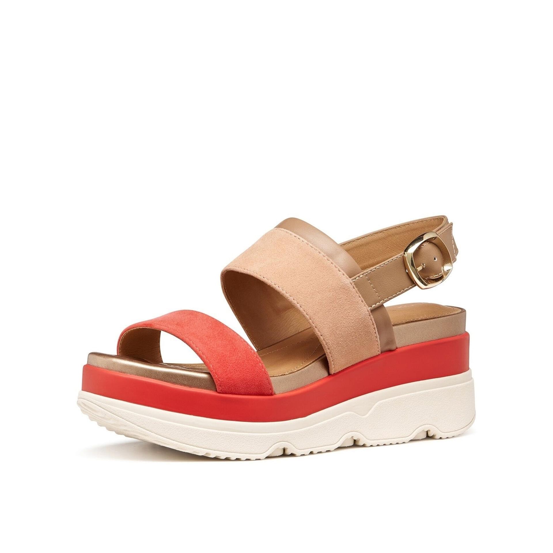 Geox Gardenia Sandales cuir in Peach/Light Brown, vue trois-quarts (SKU D65HBA_021BC--C8185)