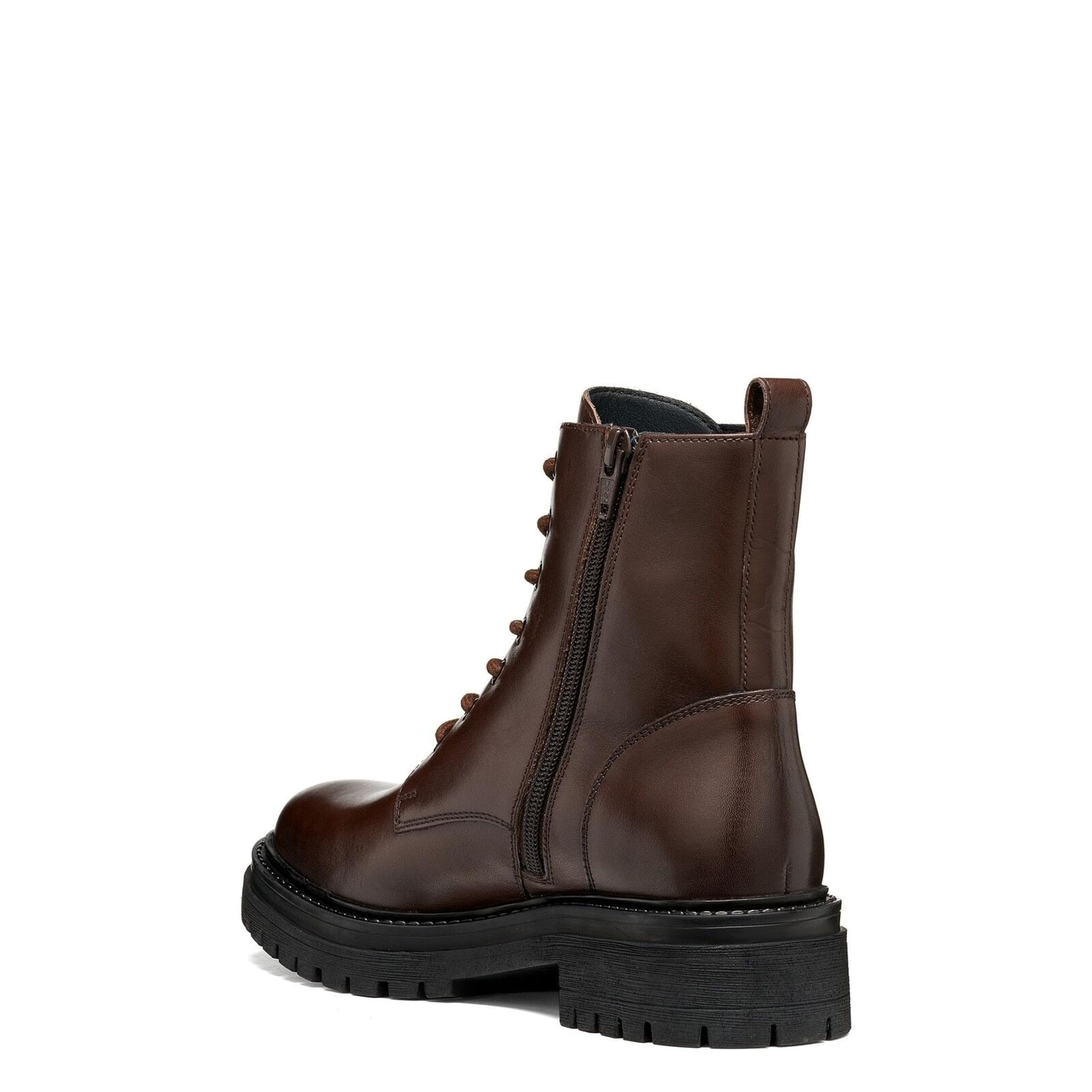 Geox Iridea Ankle Boots in Mahogany, angled view (SKU D16HRF_00039--C6013)