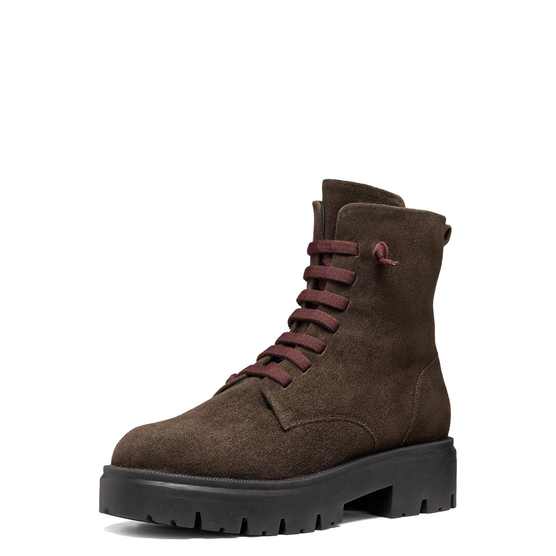 Geox Klargena Bottines cuir in Chocolate, vue trois-quarts (SKU D6810A_00022--C6005)