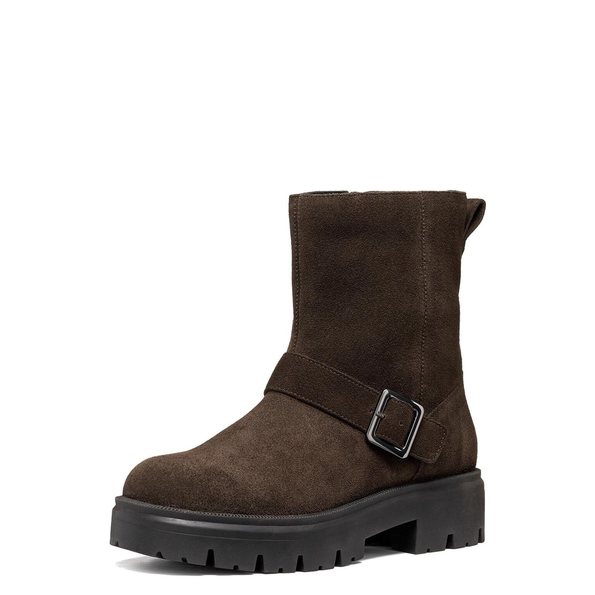 Geox Klargena Bottines cuir in Chocolate, vue trois-quarts (SKU D6810B_00022--C6005)