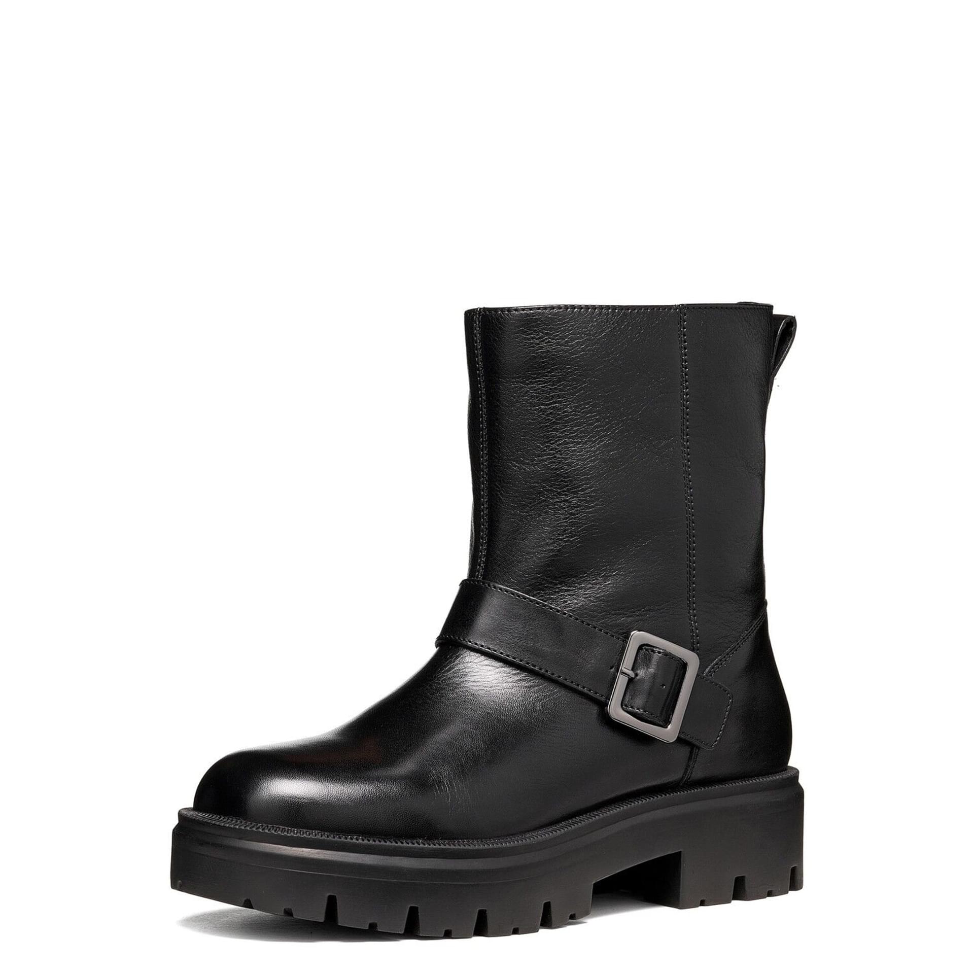 Geox Klargena Bottines cuir in Black, vue trois-quarts (SKU D6810B_00085--C9999)