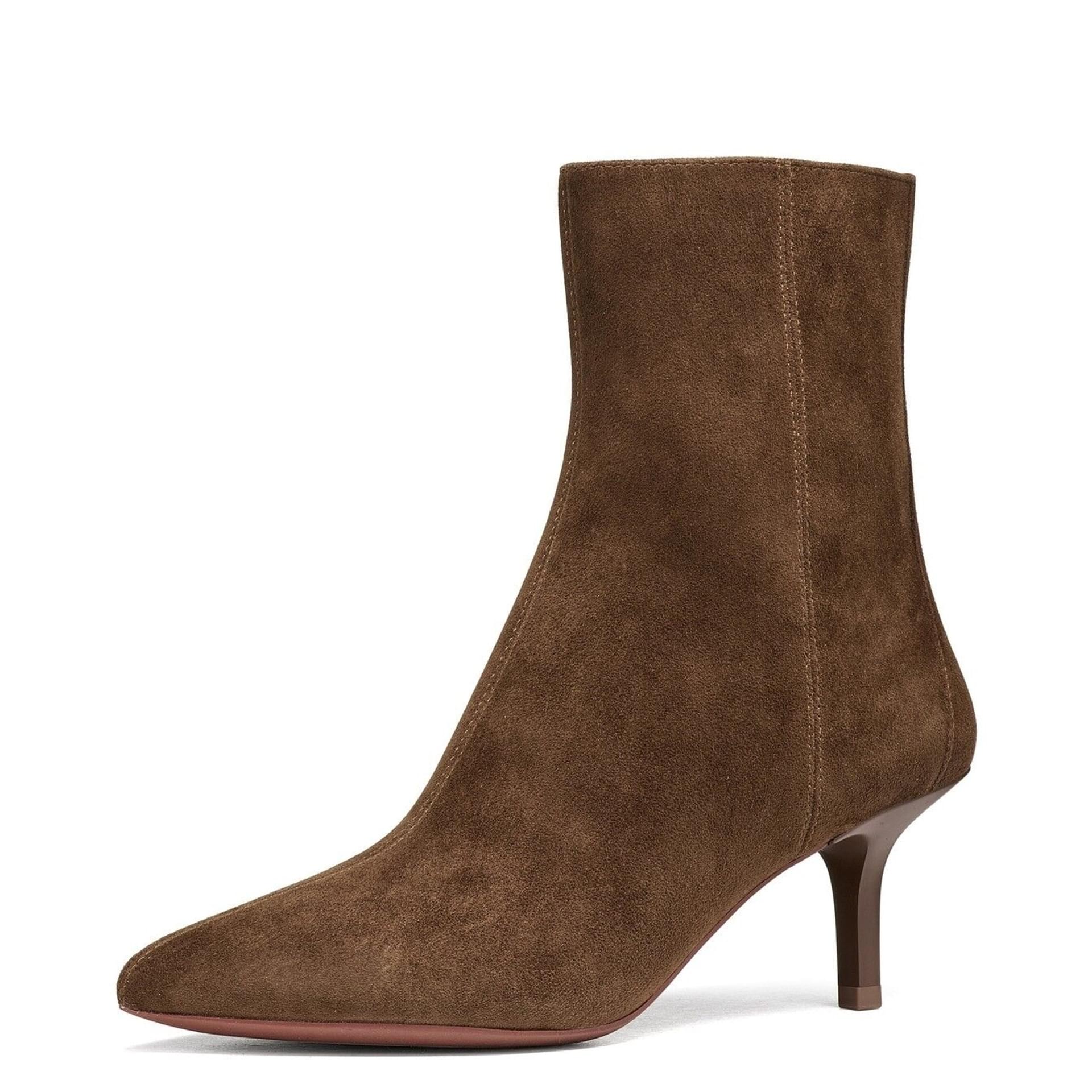 Geox Kleopy Enkellaarsjes leer in Dark Brown, driekwartaanzicht (SKU D56YBB_00021--C6006)