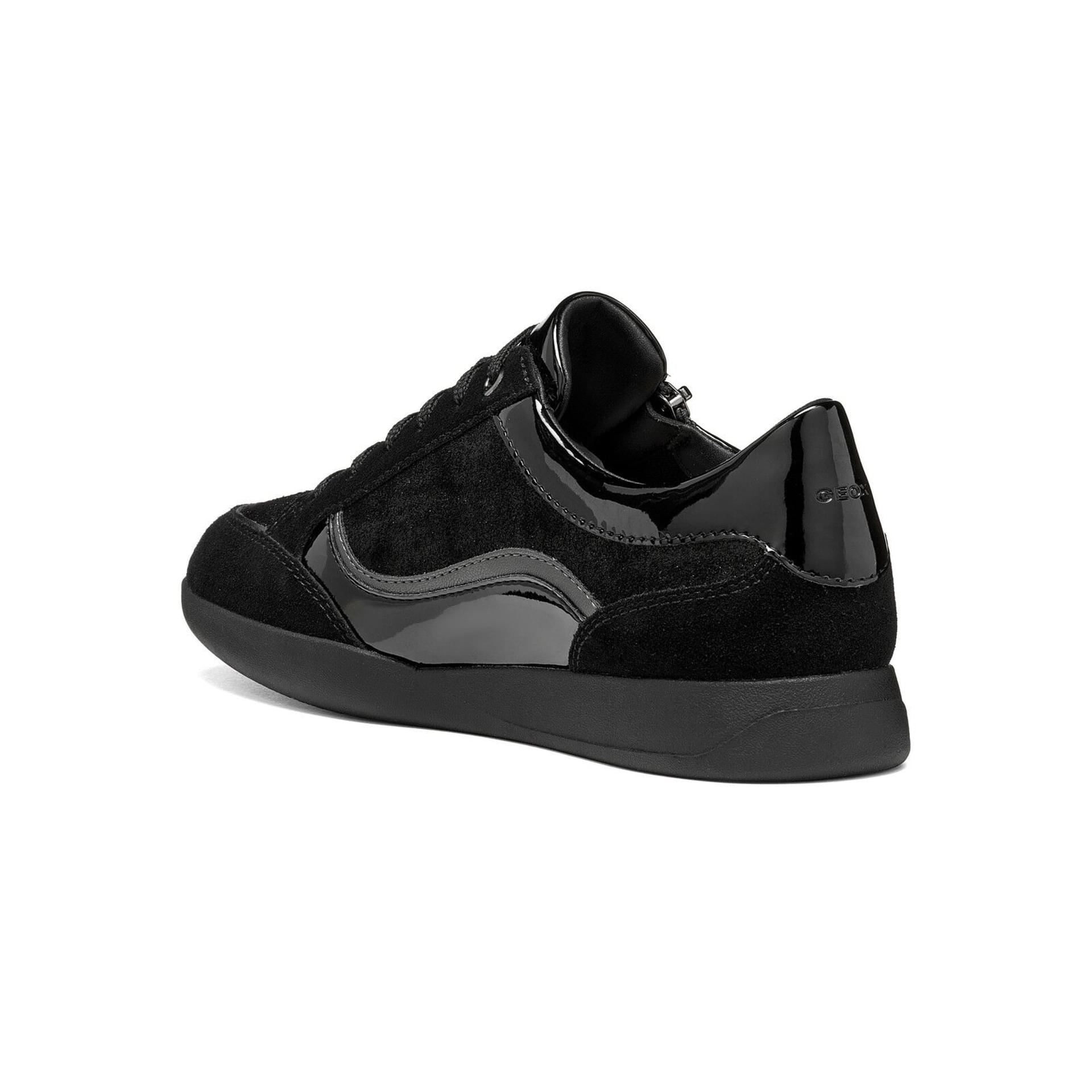 Geox Maryemy Sneakers in Black/Graphite, angled view (SKU D653BC_022QM--C9036)