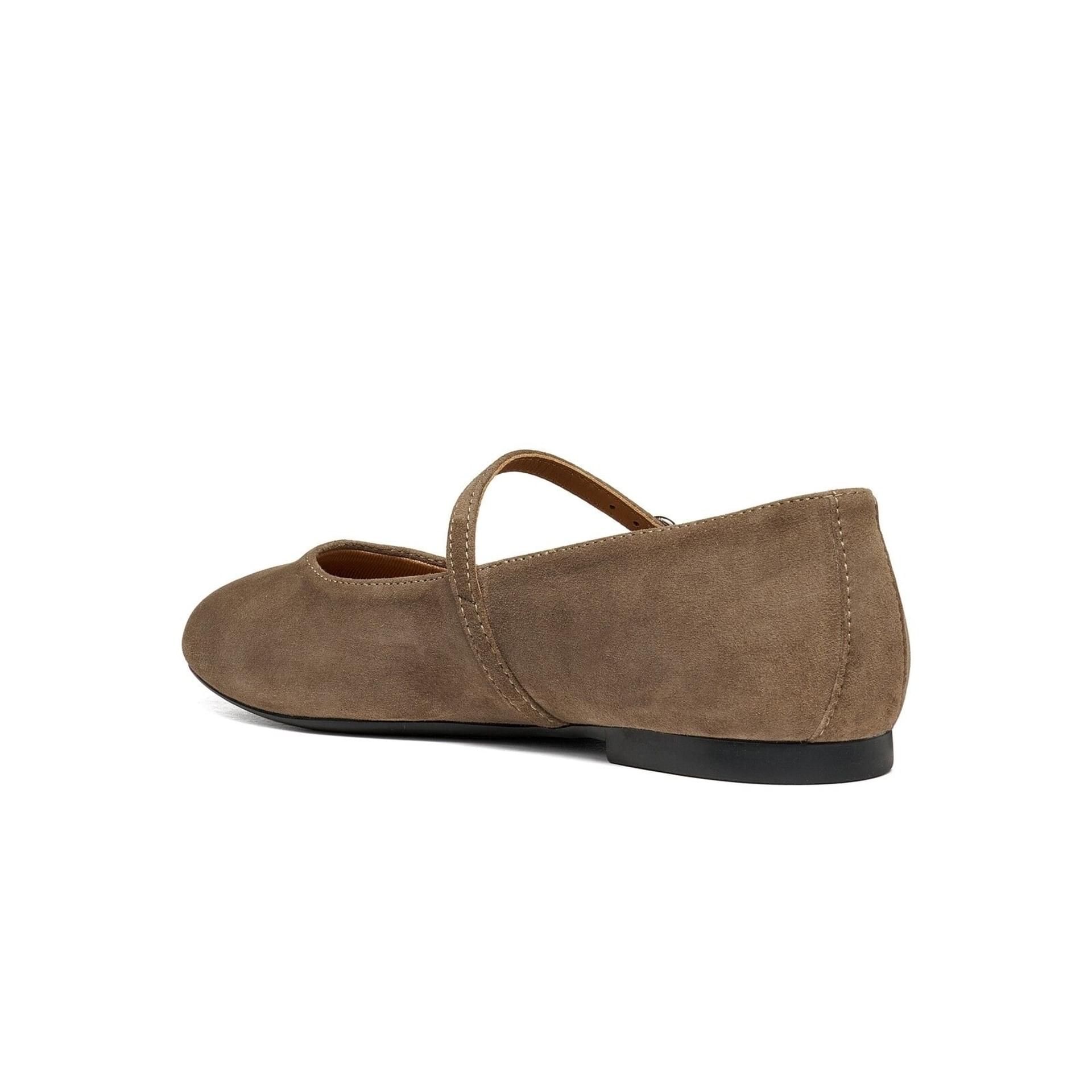 Geox New Palmaria Ballerinas in Taupe, angled view (SKU D664JA_00021--C6029)