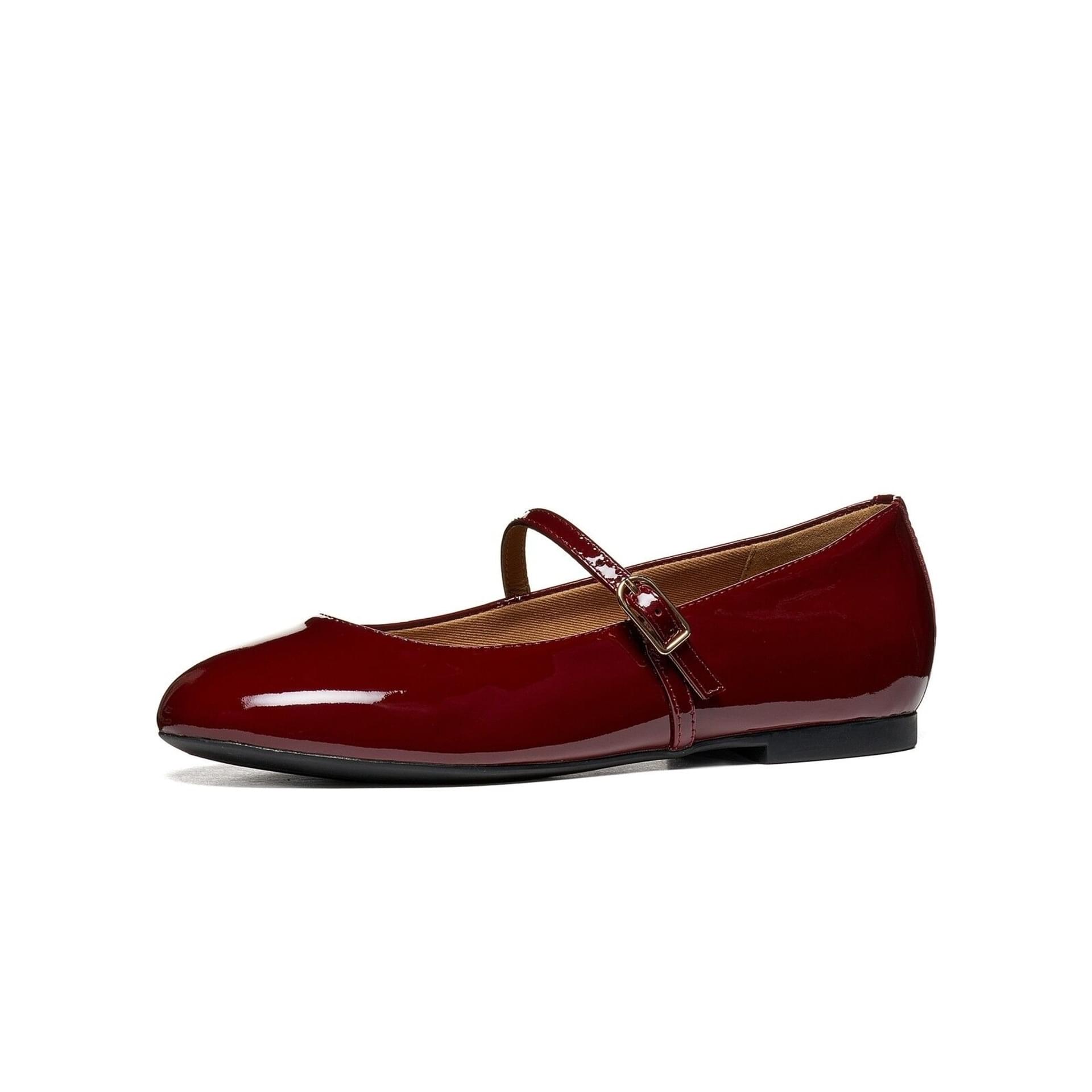 Geox New Palmaria Ballerina's leer in Bordeaux, driekwartaanzicht (SKU D664JA_00066--C7005)
