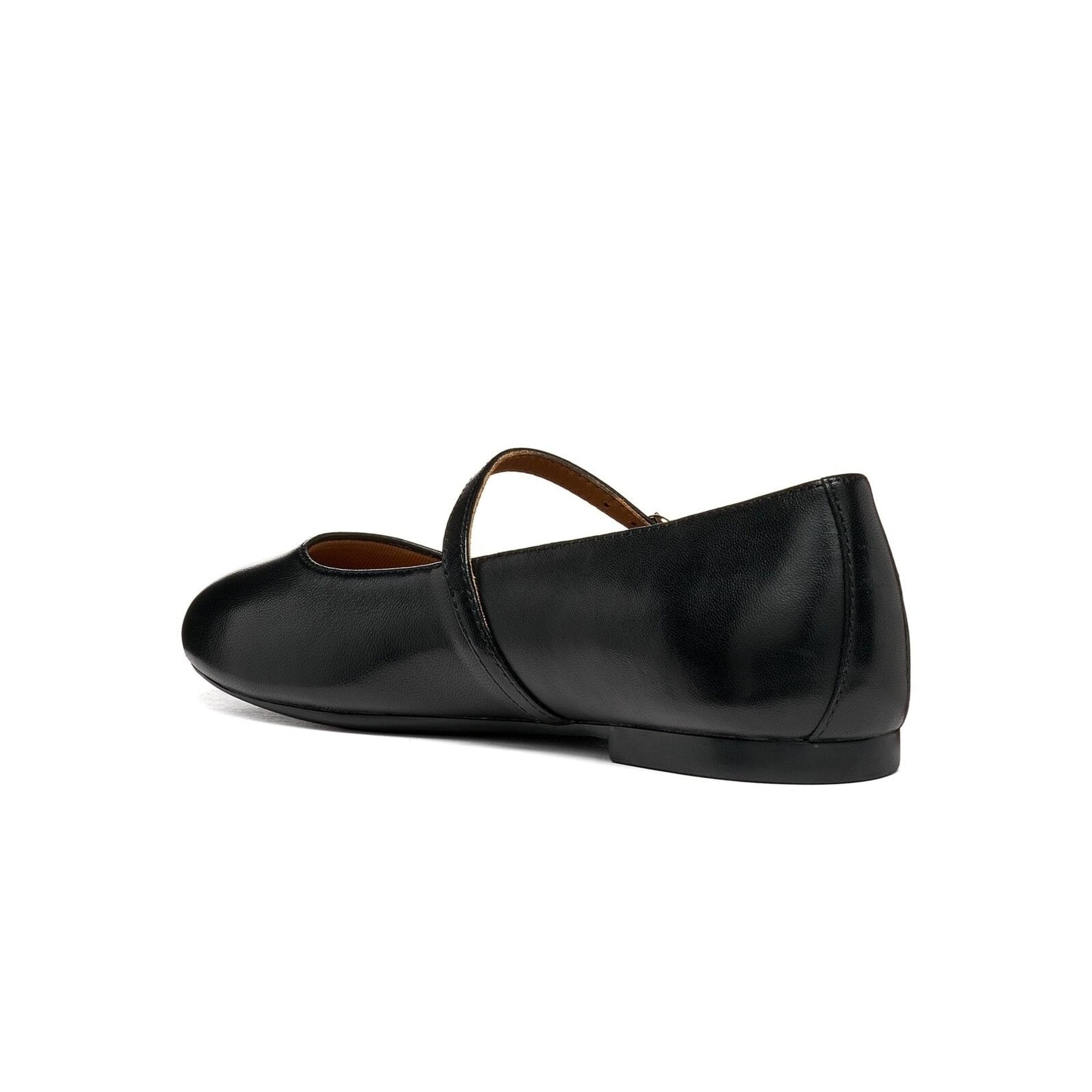Geox New Palmaria Ballerinas in Black, angled view (SKU D664JA_000TU--C9999)