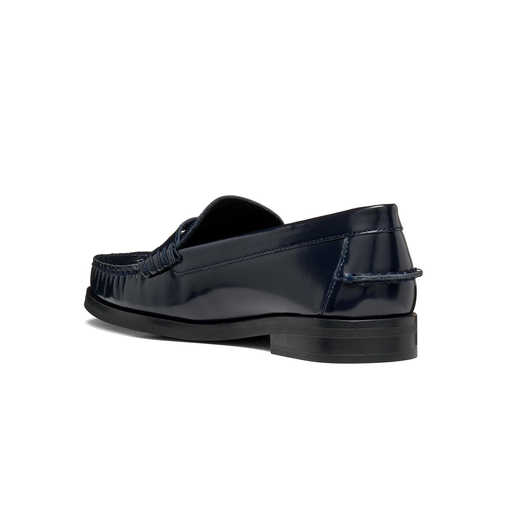 Geox Noemen Moccasins in Dark Navy, angled view (SKU D680XA_00038--C4021)