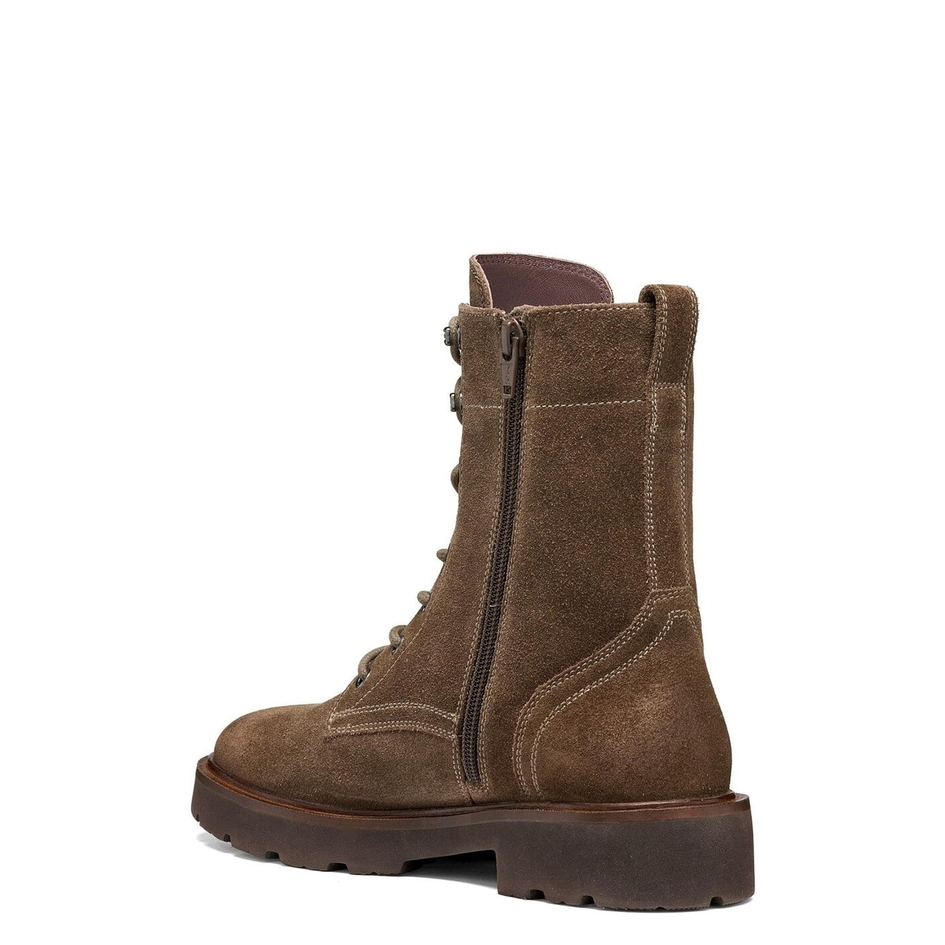 Geox Norize Enkellaarsjes leer in Dark Taupe, hoekaanzicht (SKU D564ZC_00023--C6692)