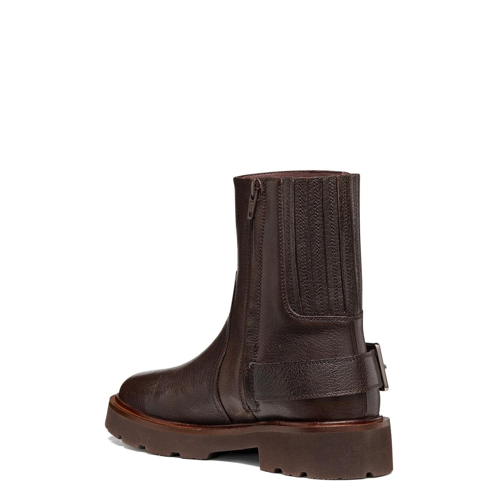 Geox Norize Ankle Boots leather in Dark Brown, angled view (SKU D664ZB_00081--C6006)