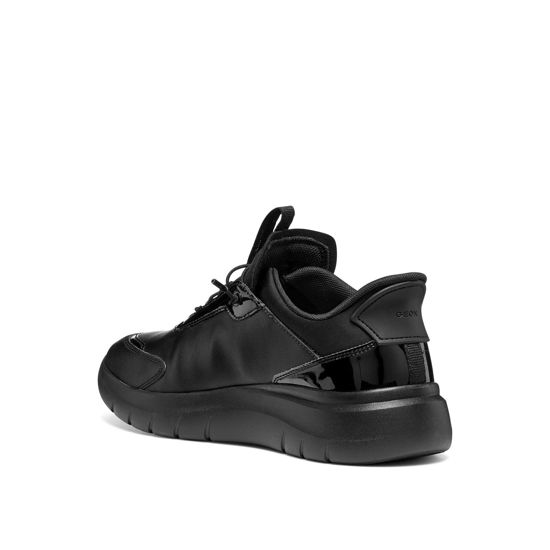Geox Plummery Plus Sneakers in Black, angled view (SKU D680JA_05402--C9999)