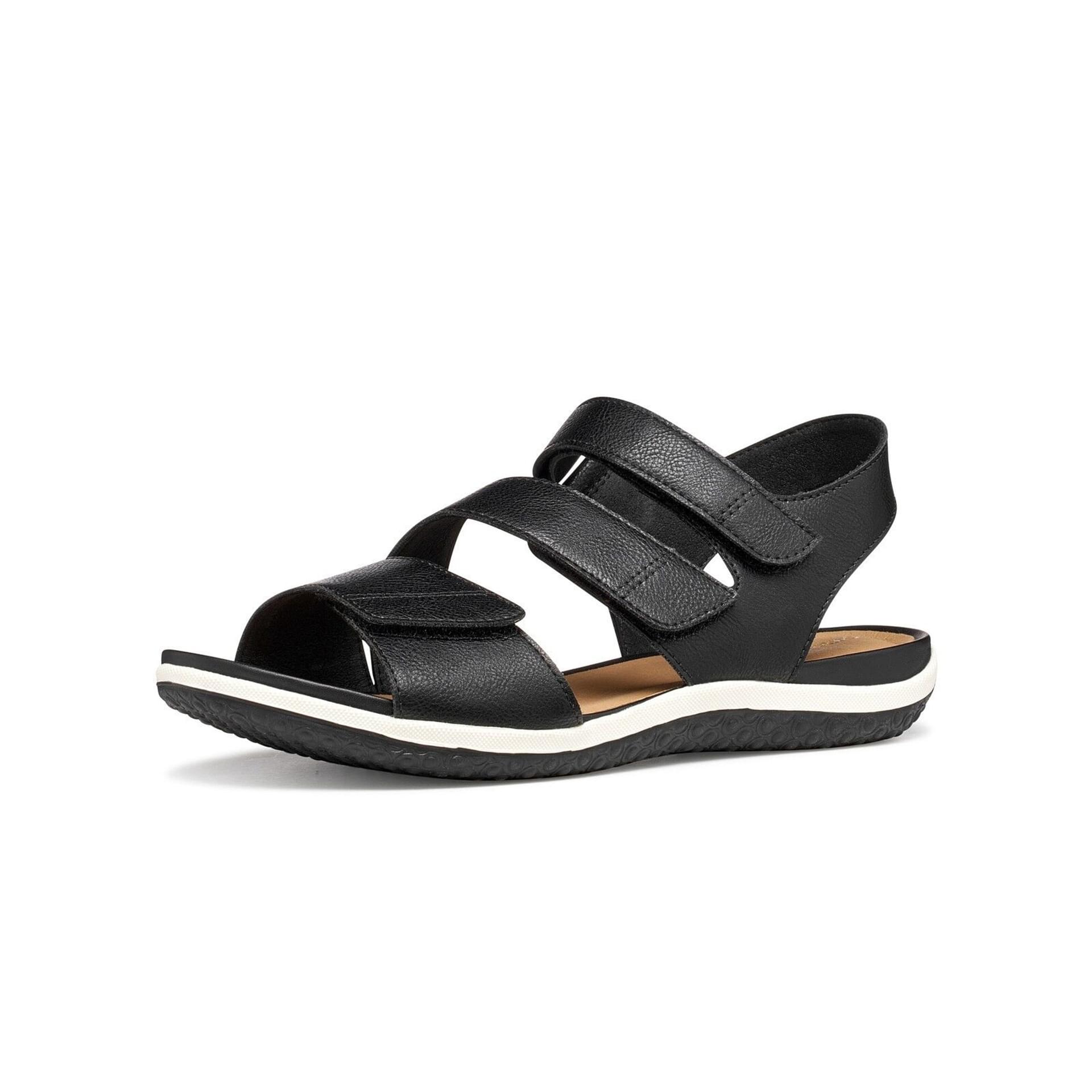 Geox Sandal Vega Sandals in Black, three-quarter view (SKU D35R6A_000BC--C9997)
