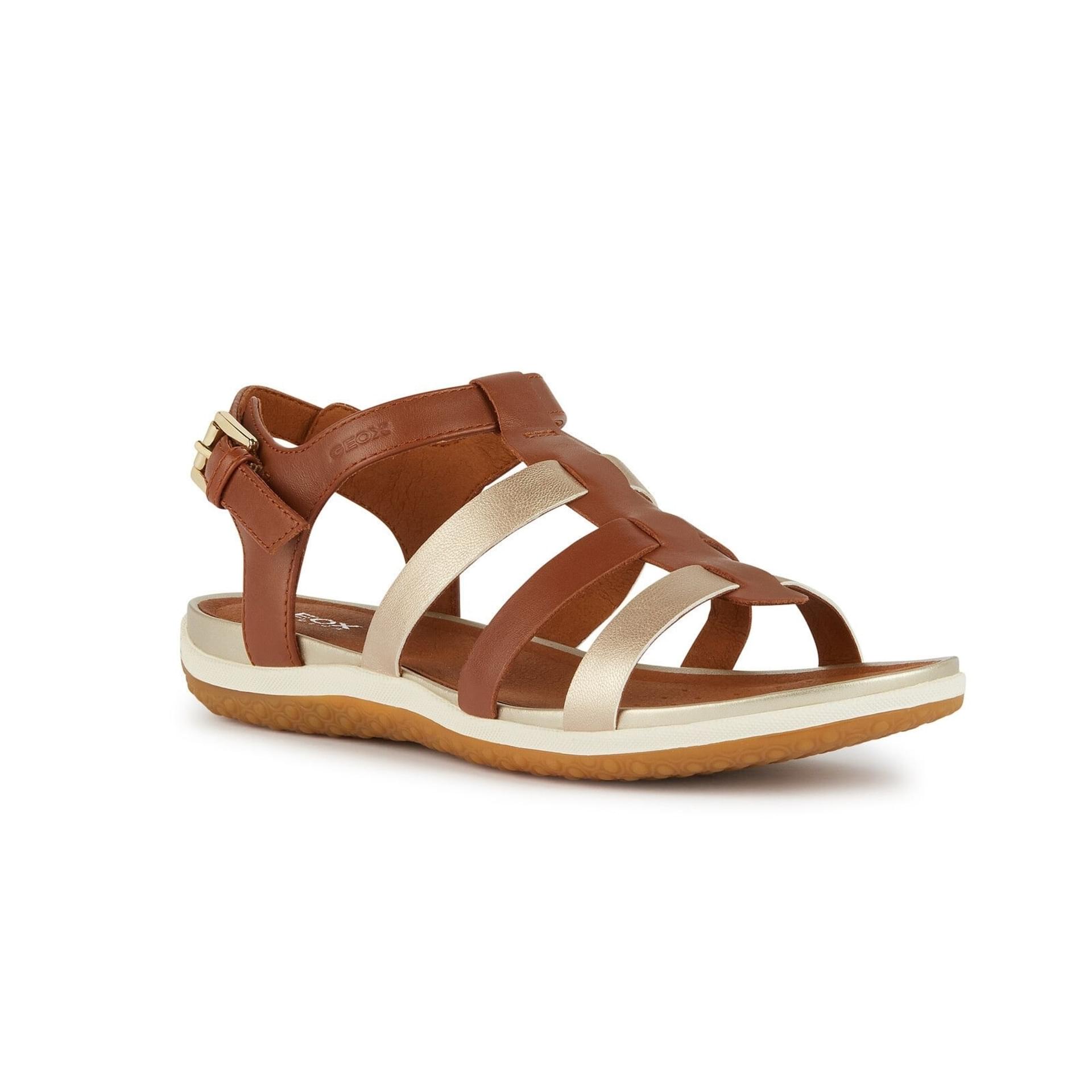 Geox Sandal Vega  D72R6A_085NF in Cognac/Light Gold