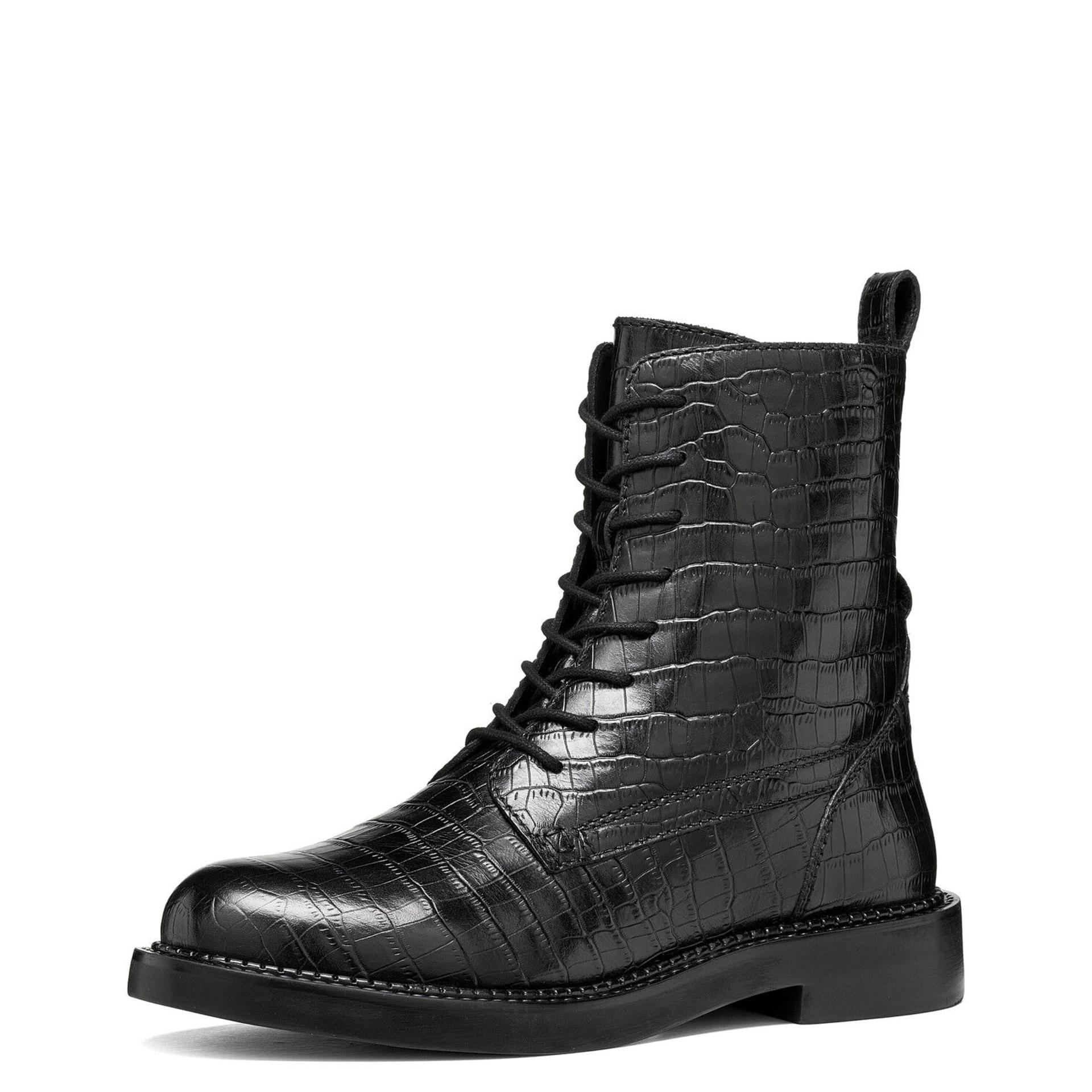 Geox Serilda Bottines cuir in Black, vue trois-quarts (SKU D46WYG_00040--C9999)