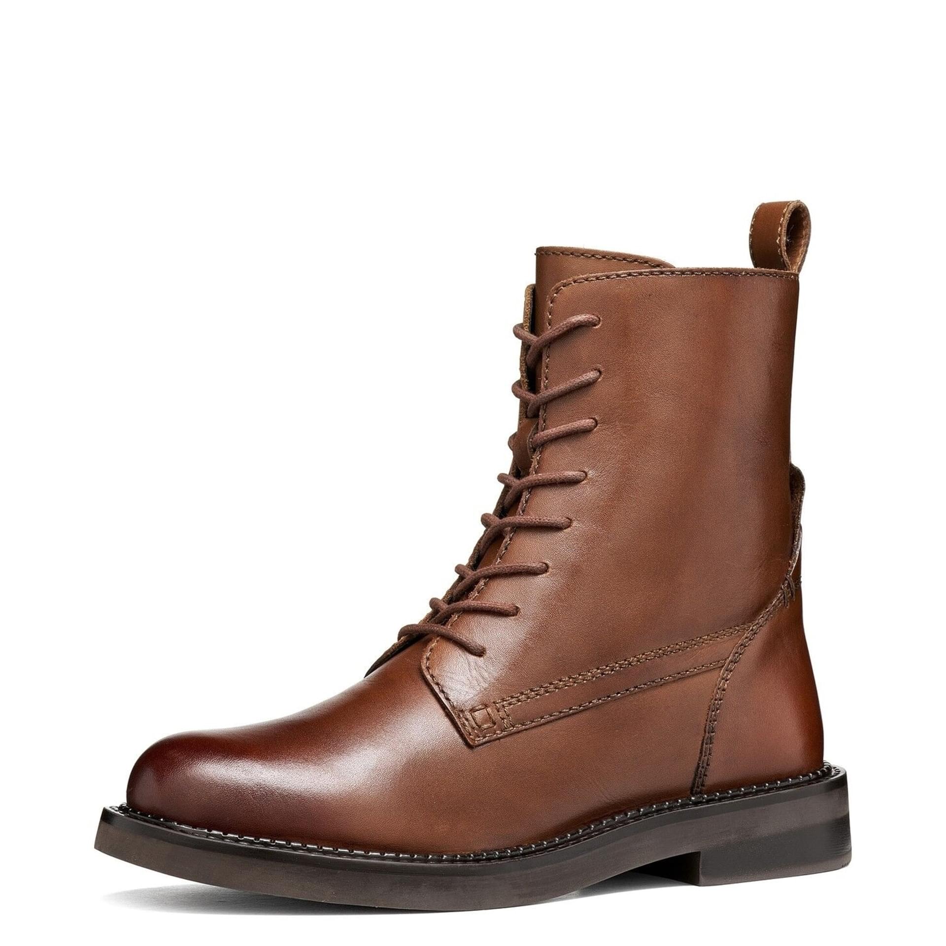 Geox Serilda Bottines cuir in Dark Brown, vue trois-quarts (SKU D46WYG_00043--C6006)