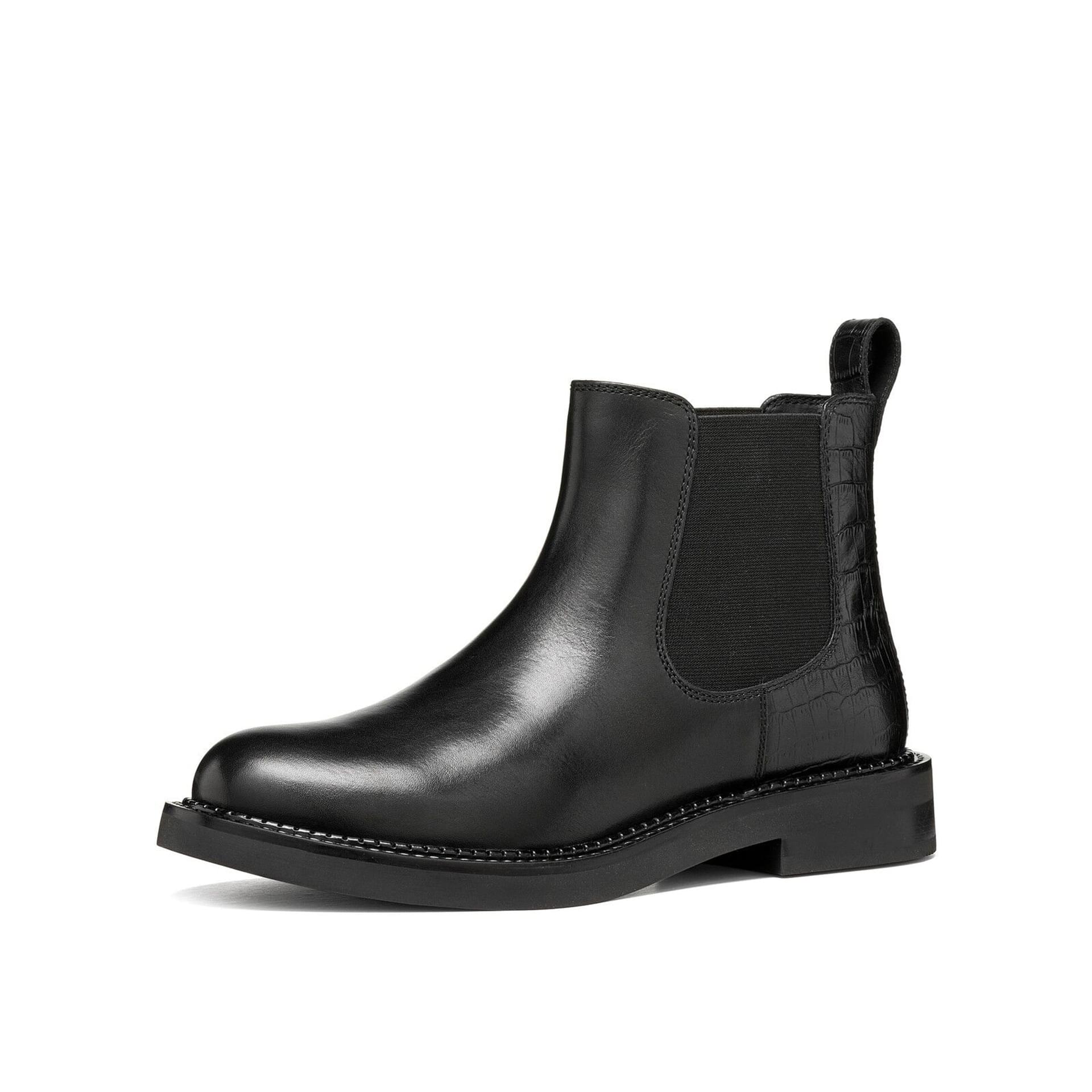 Geox Serilda Ankle Boots leather in Black, three-quarter view (SKU D66WYA_04340--C9999)