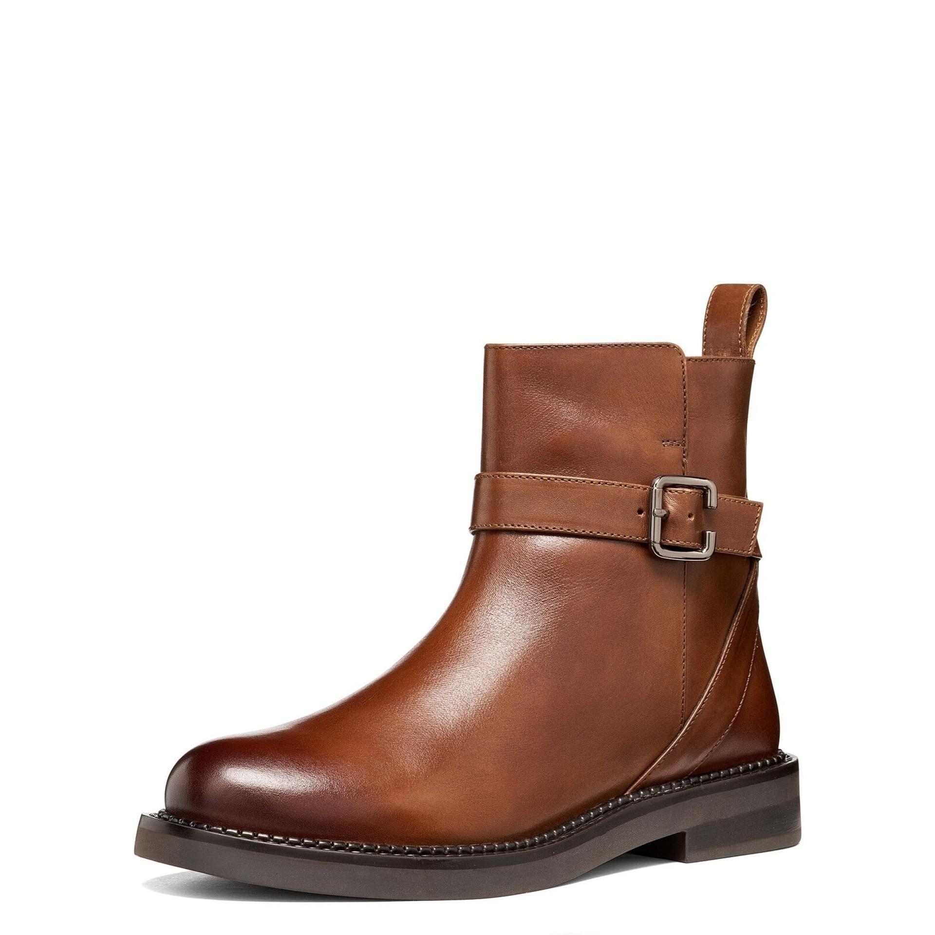 Geox Serilda Bottines cuir in Dark Brown, vue trois-quarts (SKU D66WYB_00043--C6006)