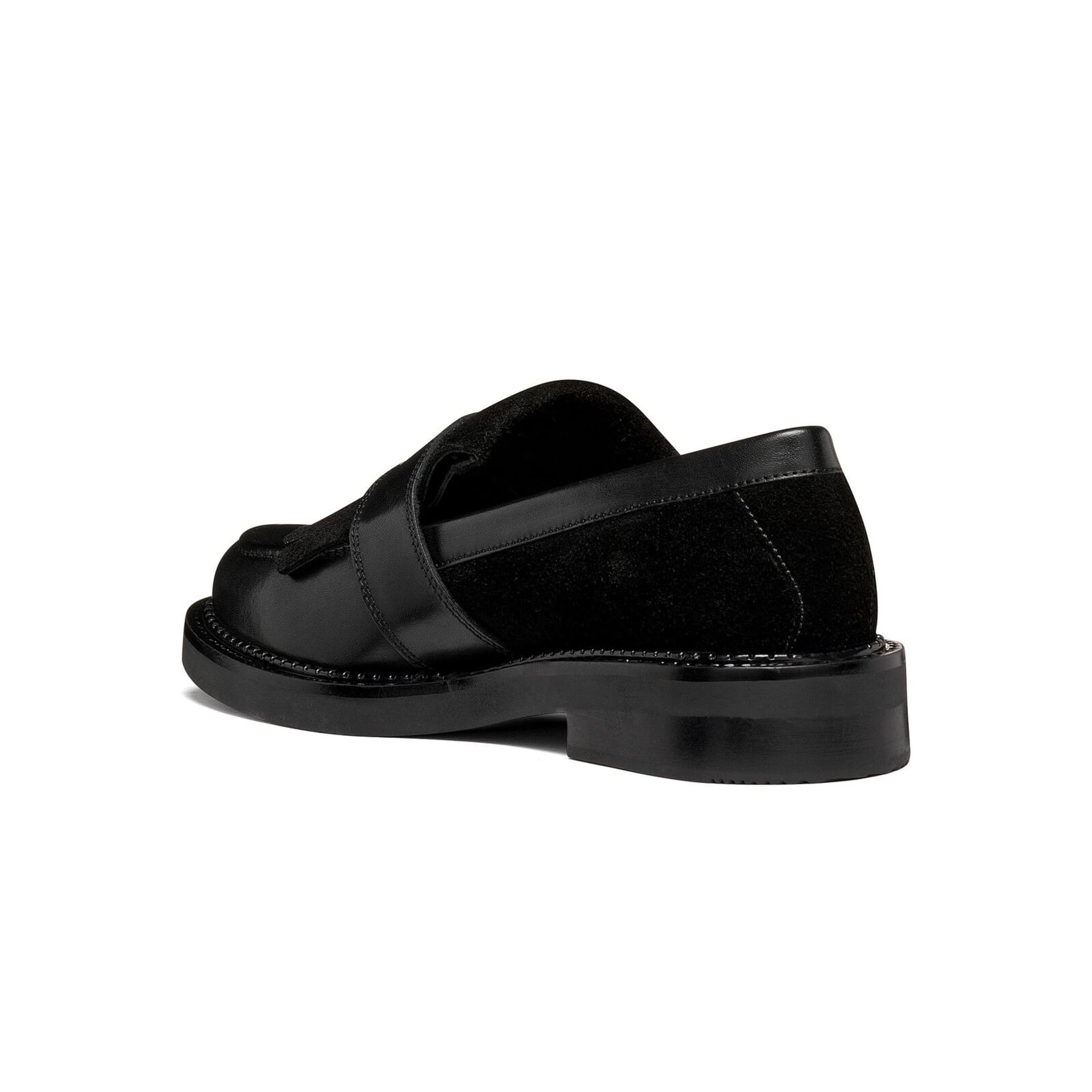 Geox Serilda Moccasins in Black, angled view (SKU D66WYE_04323--C9999)