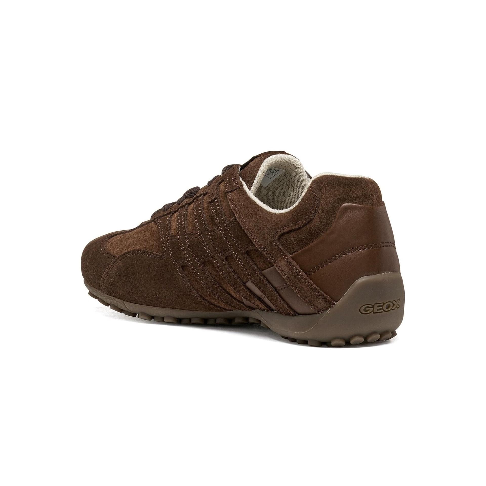 Geox Snake Sneakers in Dark Brown, angled view (SKU D680UA_022BC--C6006)