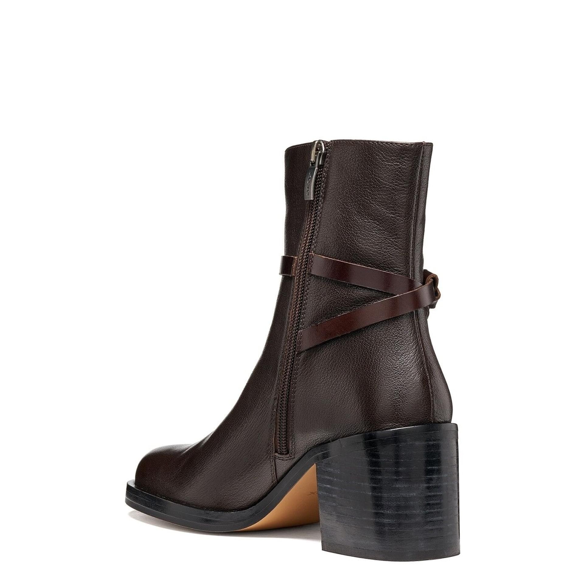Geox Sobima Ankle Boots leather in Dark Brown, angled view (SKU D680WA_00081--C6006)