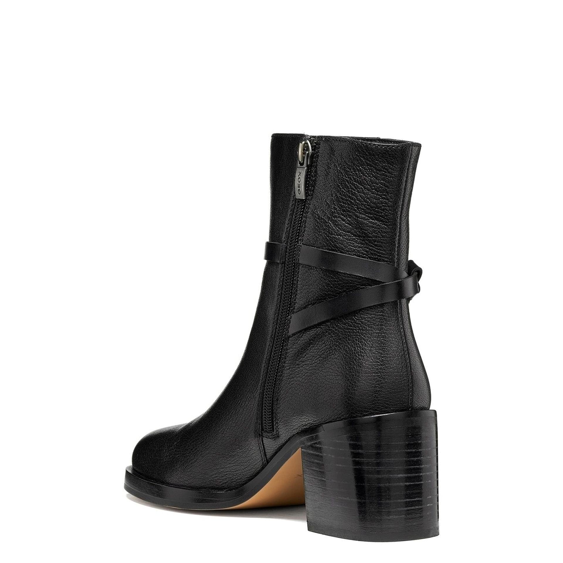 Geox Sobima Ankle Boots leather in Black, angled view (SKU D680WA_00081--C9999)