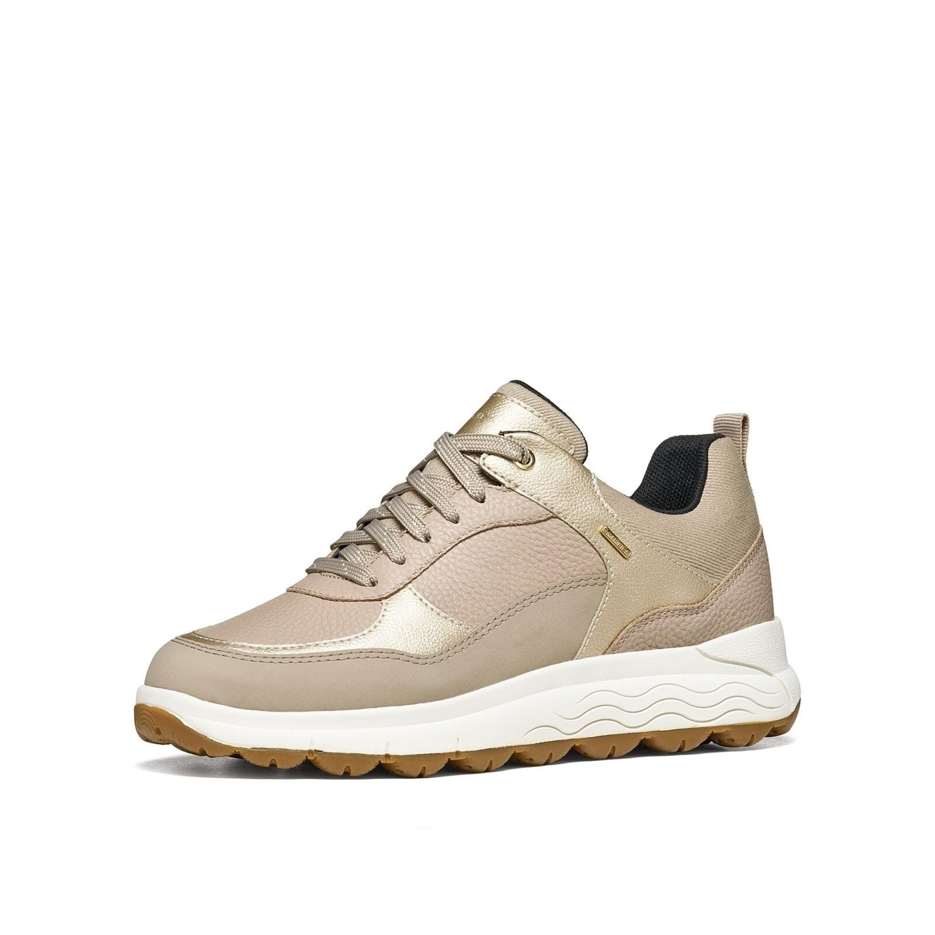 Geox Spherica 4x4 B Abx Sneakers in Beige/Light Gold, three-quarter view (SKU D3626D_046NF--C5379)