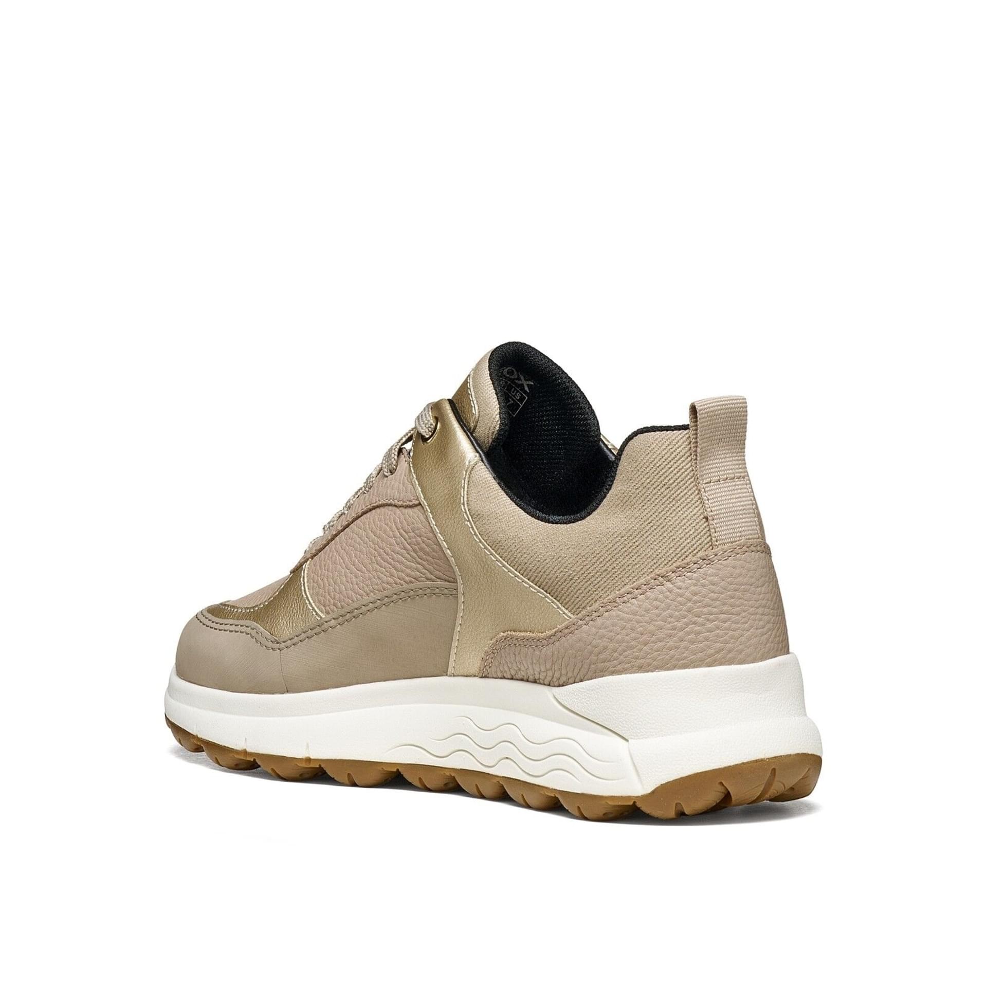 Geox Spherica 4x4 B Abx Sneakers in Beige/Light Gold, angled view (SKU D3626D_046NF--C5379)
