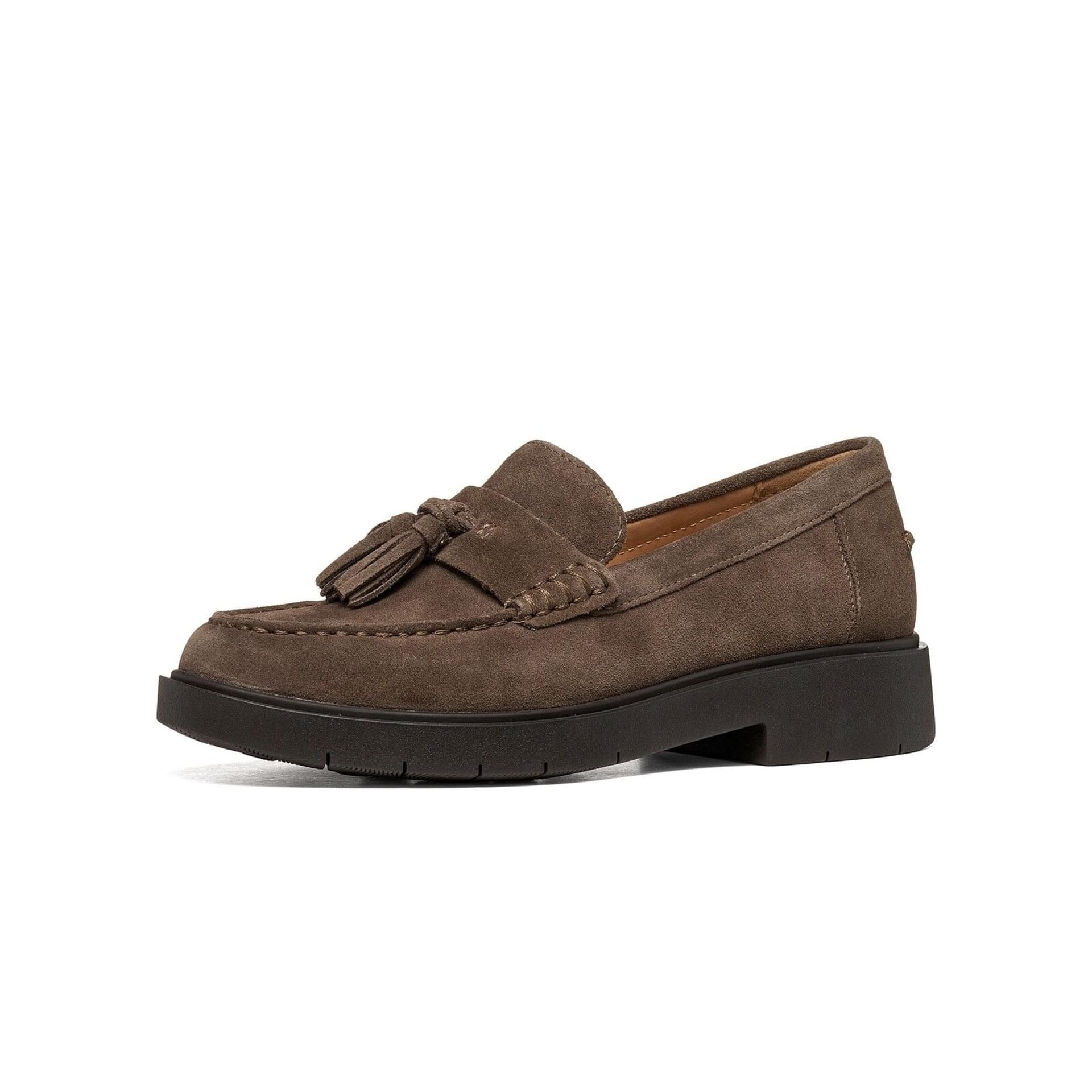 Geox Spherica Ec1 B Mocassins leer in Taupe, driekwartaanzicht (SKU D65DKA_00022--C6029)