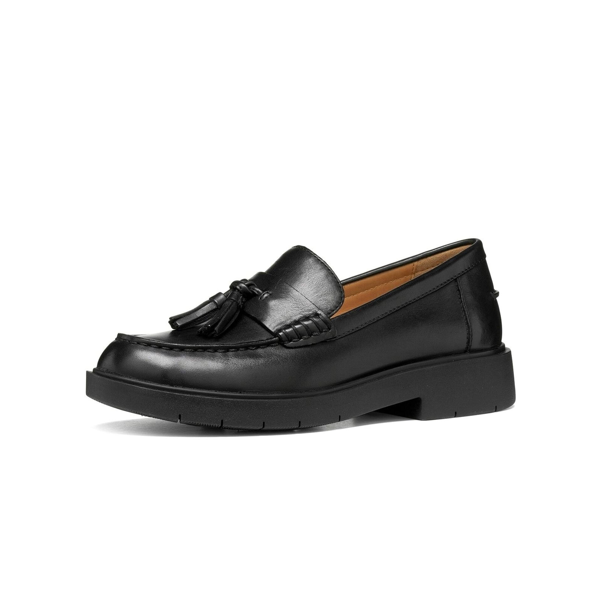 Geox Spherica Ec1 B Mocassins cuir in Black, vue trois-quarts (SKU D65DKA_00043--C9999)