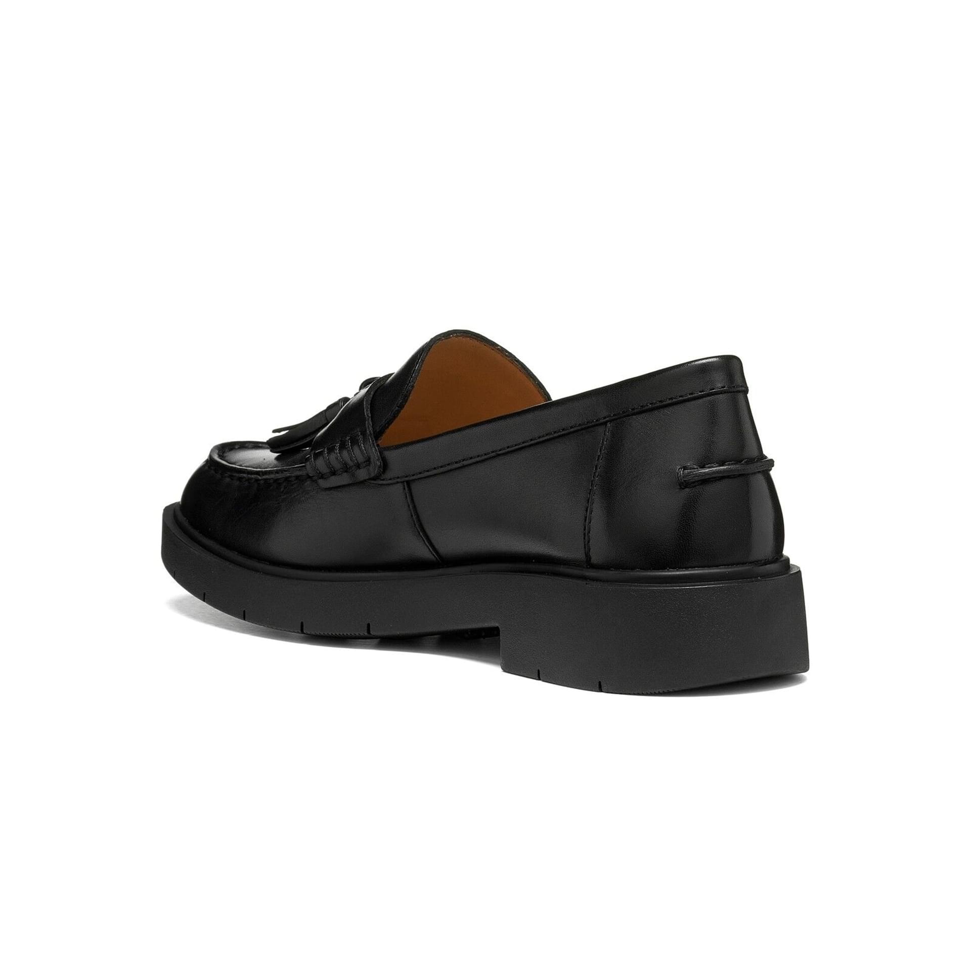 Geox Spherica Ec1 B Moccasins in Black, angled view (SKU D65DKA_00043--C9999)