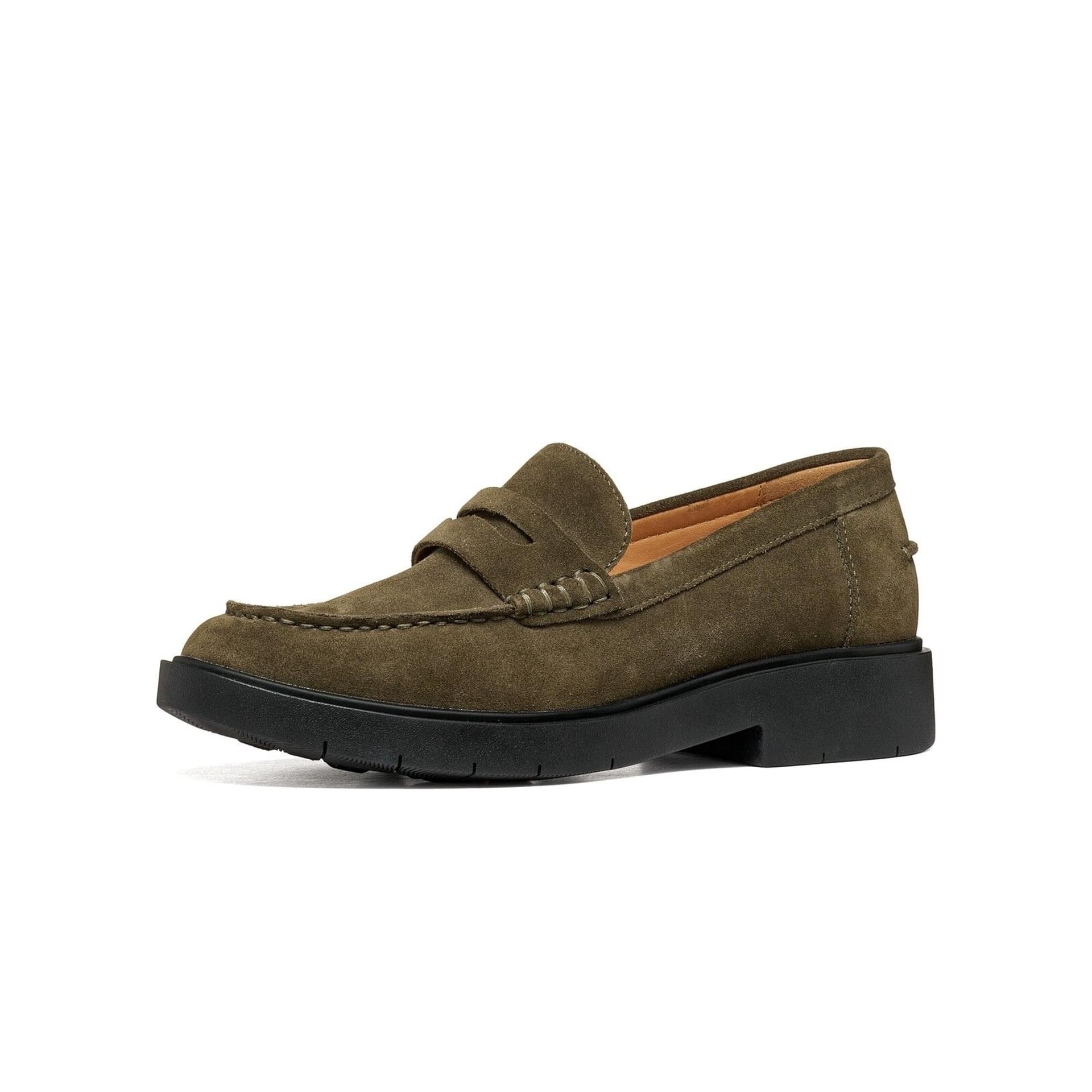 Geox Spherica Ec1 B Moccasins leather in Military, three-quarter view (SKU D65DKB_00022--C3009)
